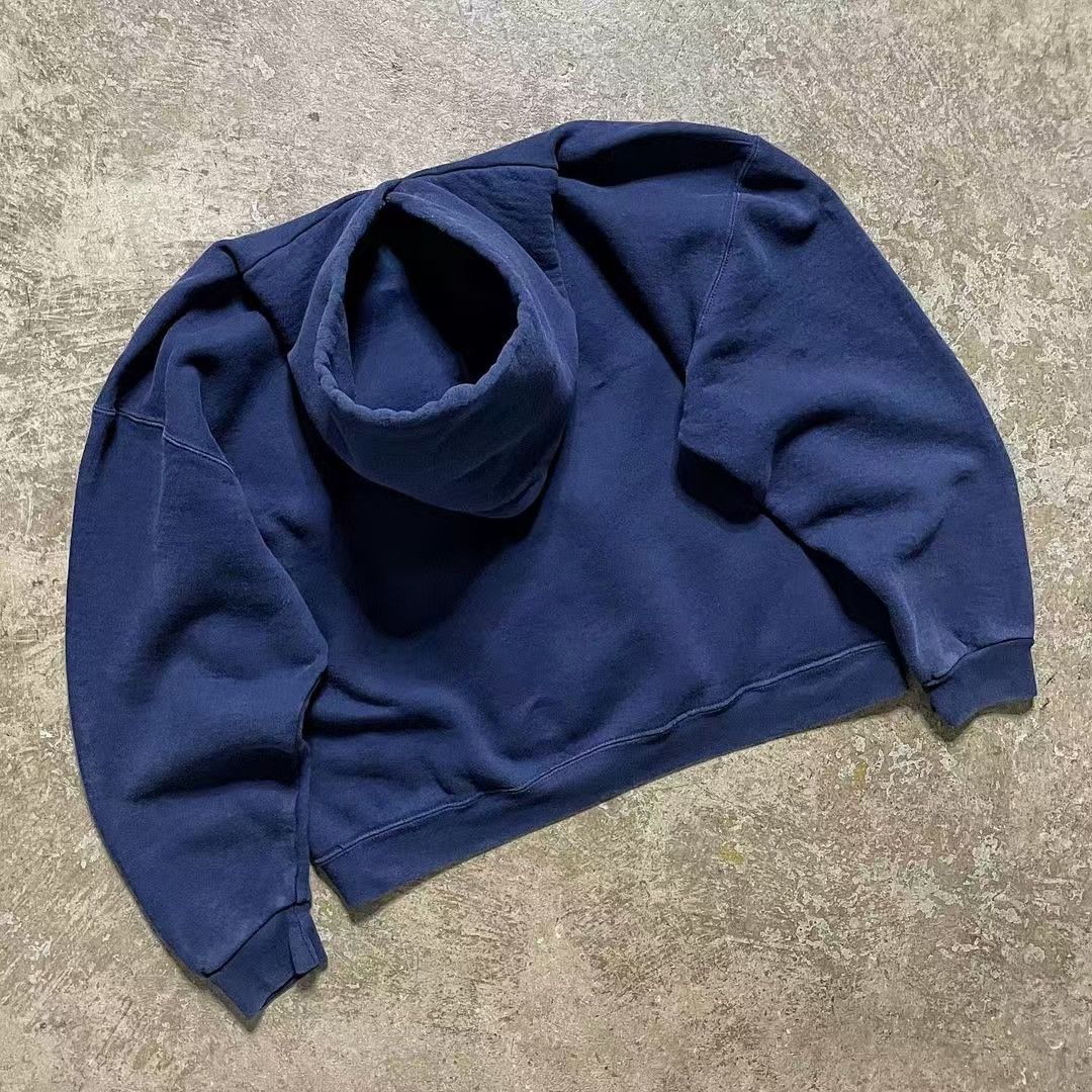 Japanese Brand × Vintage Dark blue street retro washed casual hooded sweatshirt Size US L / EU 52-54 / 3 - 2 Thumbnail
