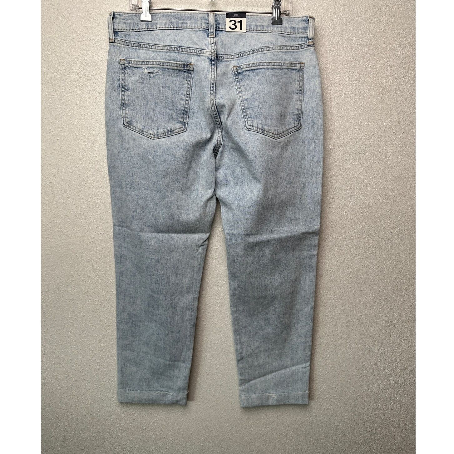 Gap NWT GAP Girlfriend Mid Rise Jeans Gray Acid Wash 31 Raw Hem Size 31" - 5 Thumbnail