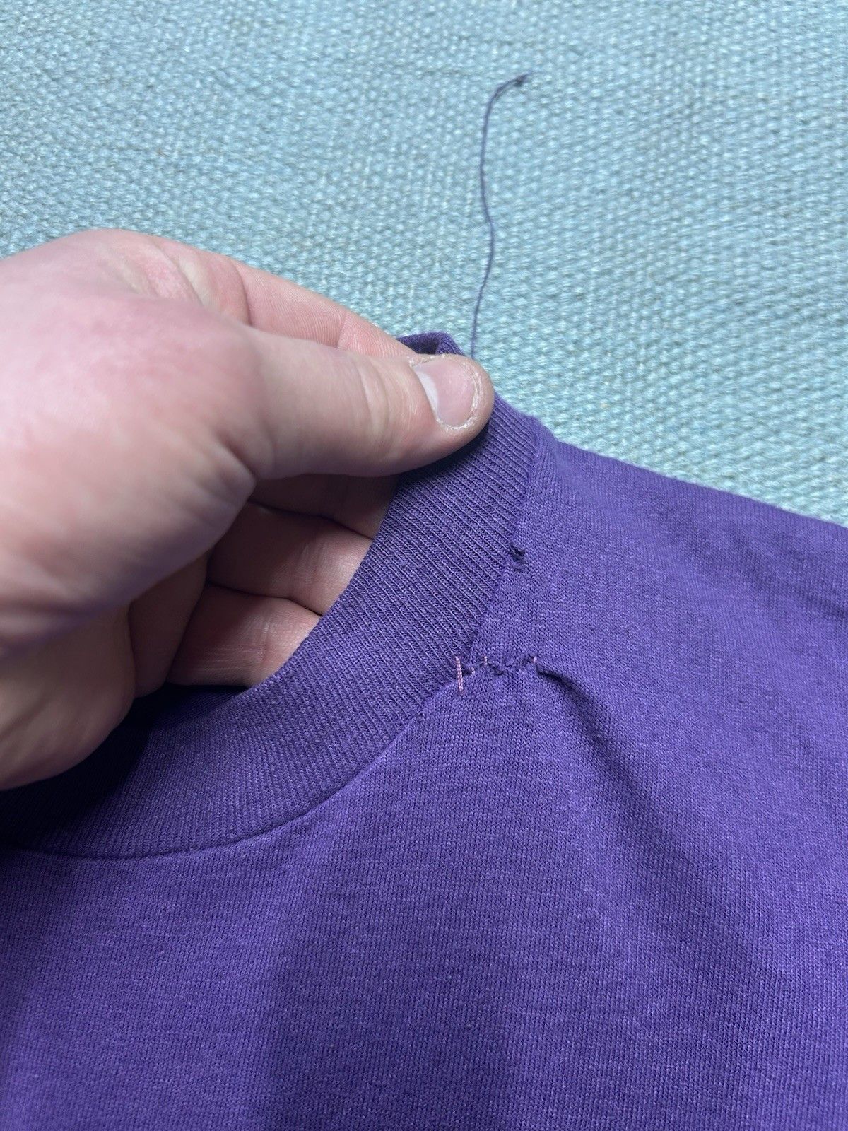Vintage 80s pocket t shirt blank plum jerzees single stitch soft L Size US L / EU 52-54 / 3 - 5 Thumbnail