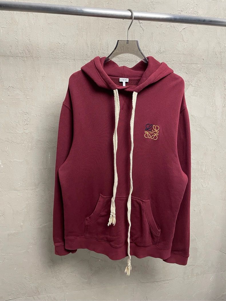 Loewe LOEWE Red embroidered logo hoodie sweater Size L / US 10 / IT 46 - 1 Thumbnail
