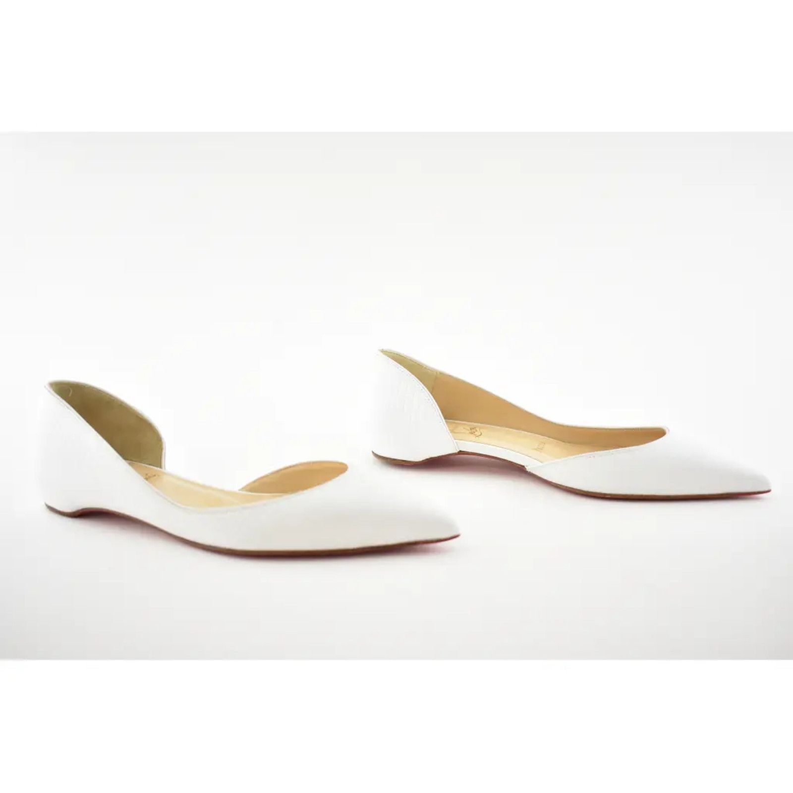 Christian Louboutin Christian Louboutin Iriza White Zarli Kid Pointed Ballerina Size US 5.5 / IT 35.5 - 3 Thumbnail