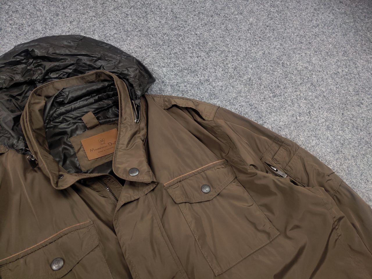 Massimo Dutti Massimo Dutti Nylon Brown Pocket Zip Hoodie Mens Jacket Size US XL / EU 56 / 4 - 5 Thumbnail