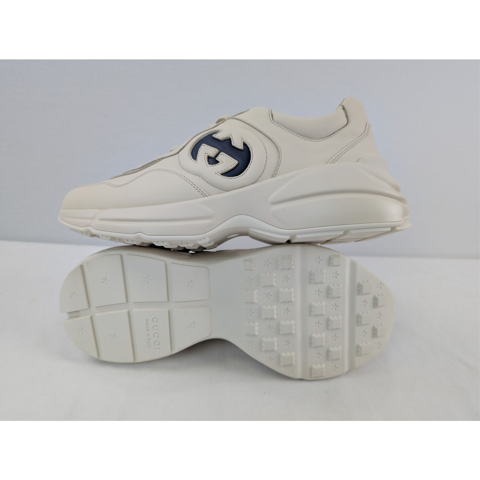 Gucci o1rshd1 leather Interlocking G logo Rhyton sneakers in ivory Size US 12.5 / EU 45-46 - 13 Thumbnail