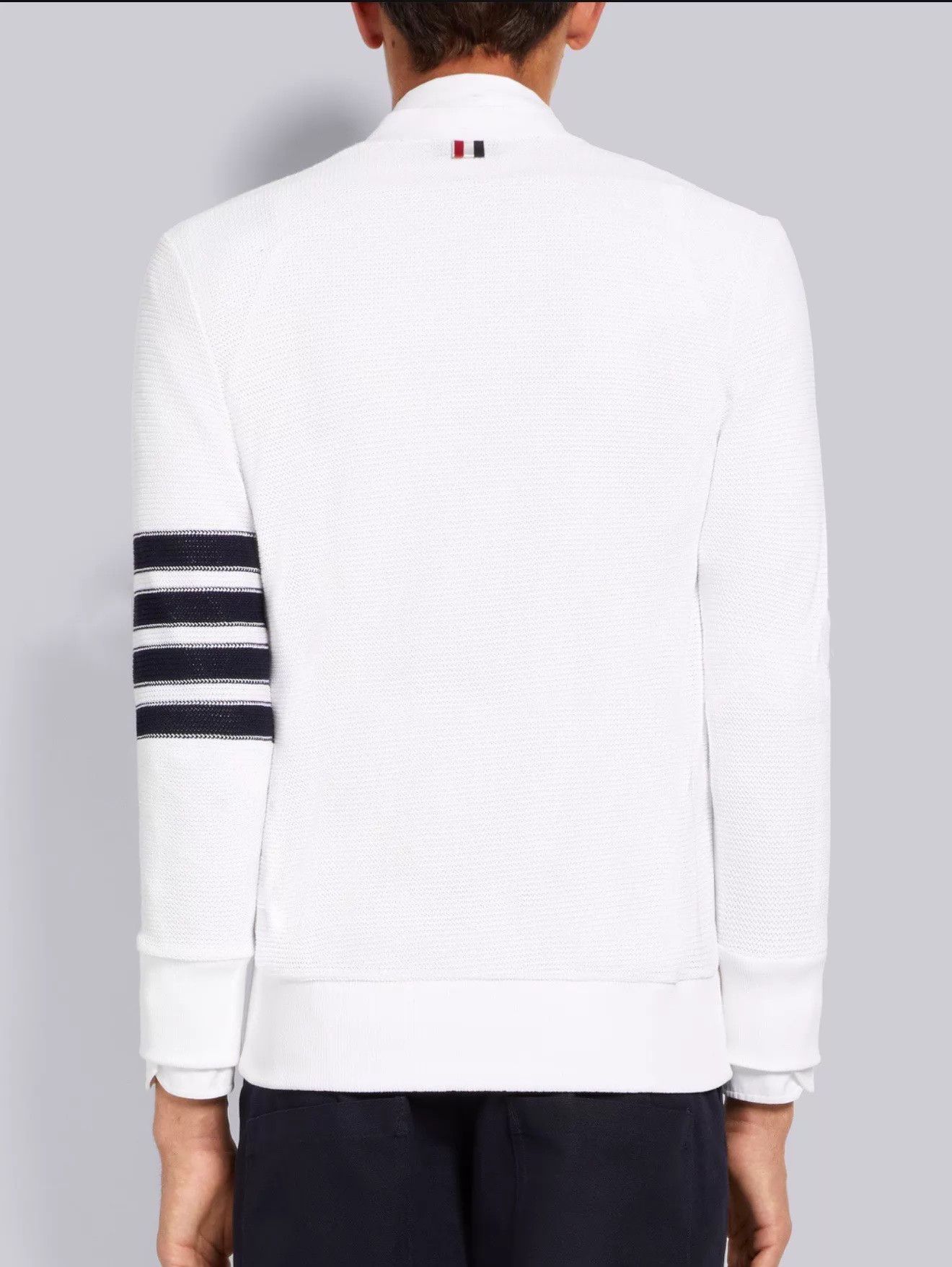 Thom Browne Thom Browne Men's 4-Bar White Knit Cardigan Size 3 Size US L / EU 52-54 / 3 - 7 Thumbnail