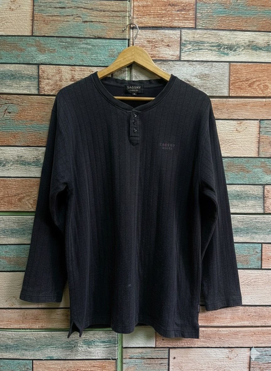 Yohji Yamamoto SACSNY Y’ SACCS Ribbed Henley Long Sleeve Shirt Size US M / EU 48-50 / 2 - 1 Thumbnail