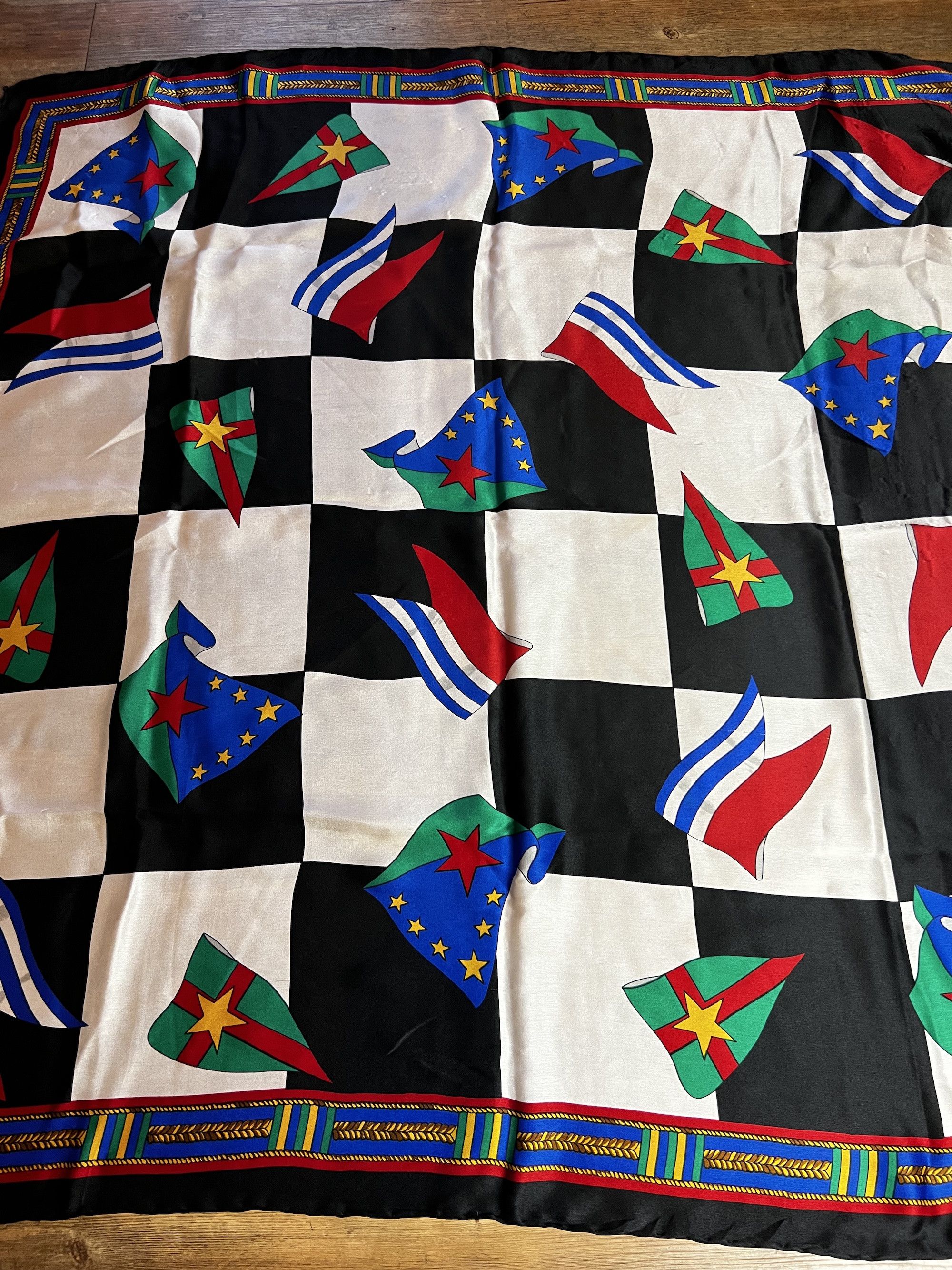 Bill Blass Vintage 1980's-1990's Bill Blass Branded Flag Print Scarf Size ONE SIZE - 5 Thumbnail
