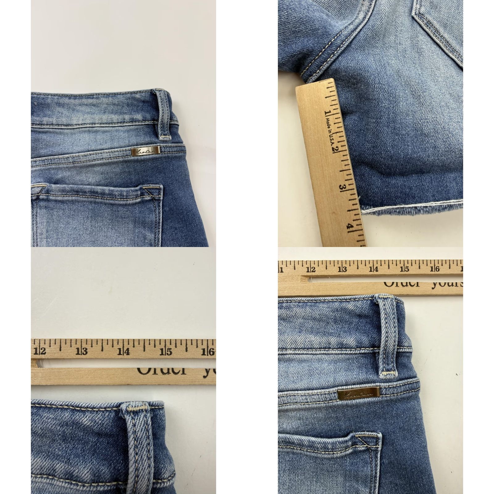 Vintage KanCan Shorts Womens L Blue Denim Cutoff Raw Hem Stretch 5 Pocket Casual KC9208M Size 36" / US 14 / IT 50 - 8 Thumbnail