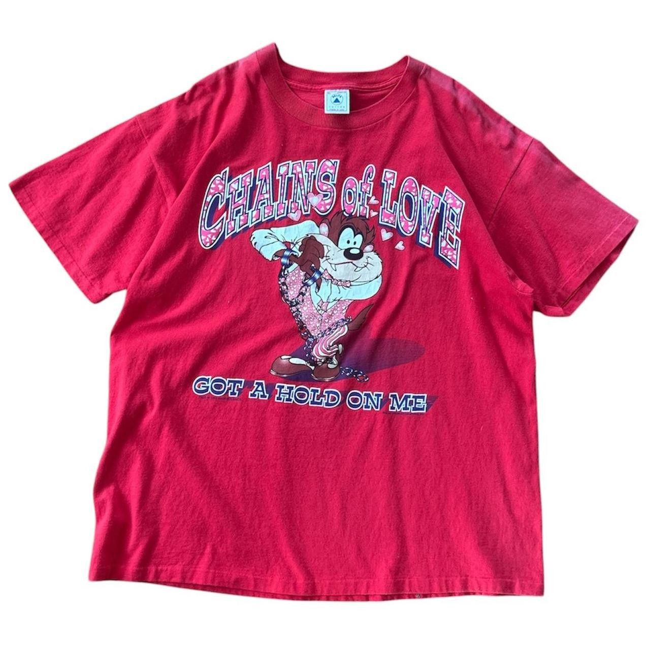 1995 Warner Broa Taz red Chains of love Valentine shirt
