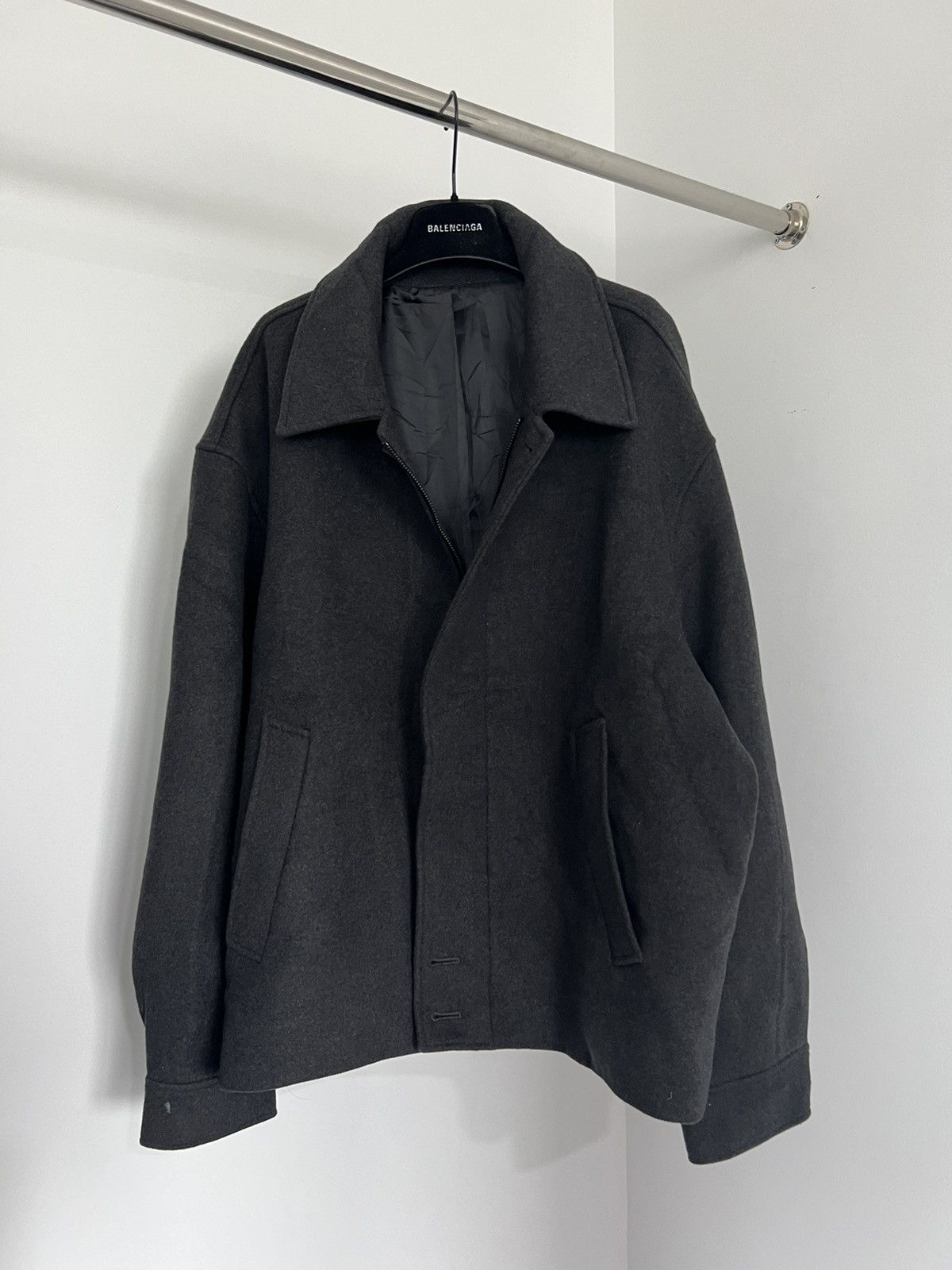 image of Yohji Yamamoto Ys Zip Up Jacket Wool in Grey, Men's (Size XL)