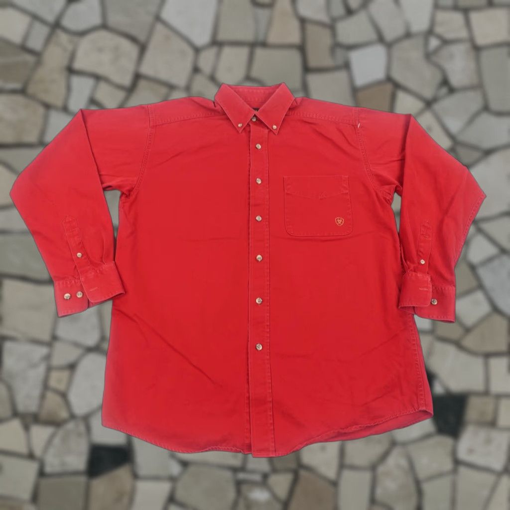 Ariat Ariat Men's Button Down Shirt XL Western Cowboy Rodeo Ranch Work Casual Cotton Long Sleeve Red Size US M / EU 48-50 / 2 - 1 Thumbnail