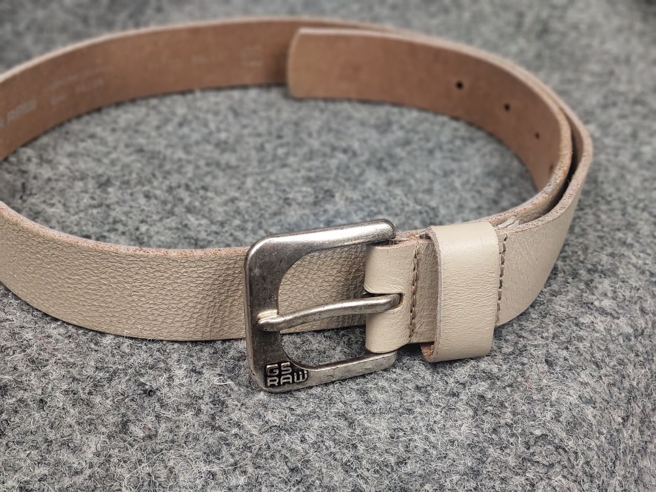 G-Star G Star raw Beige Leather Mini Logo Vintage Style Y2K Belt Size ONE SIZE - 3 Thumbnail