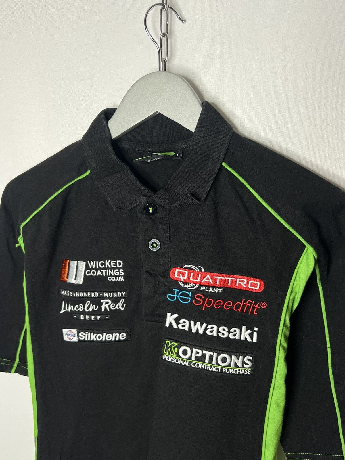 Formula 1 🏎️Vintage Kawasaki Quattro Racing Polo Shirt Tee Short Sleeve Size US L / EU 52-54 / 3 - 2 Thumbnail