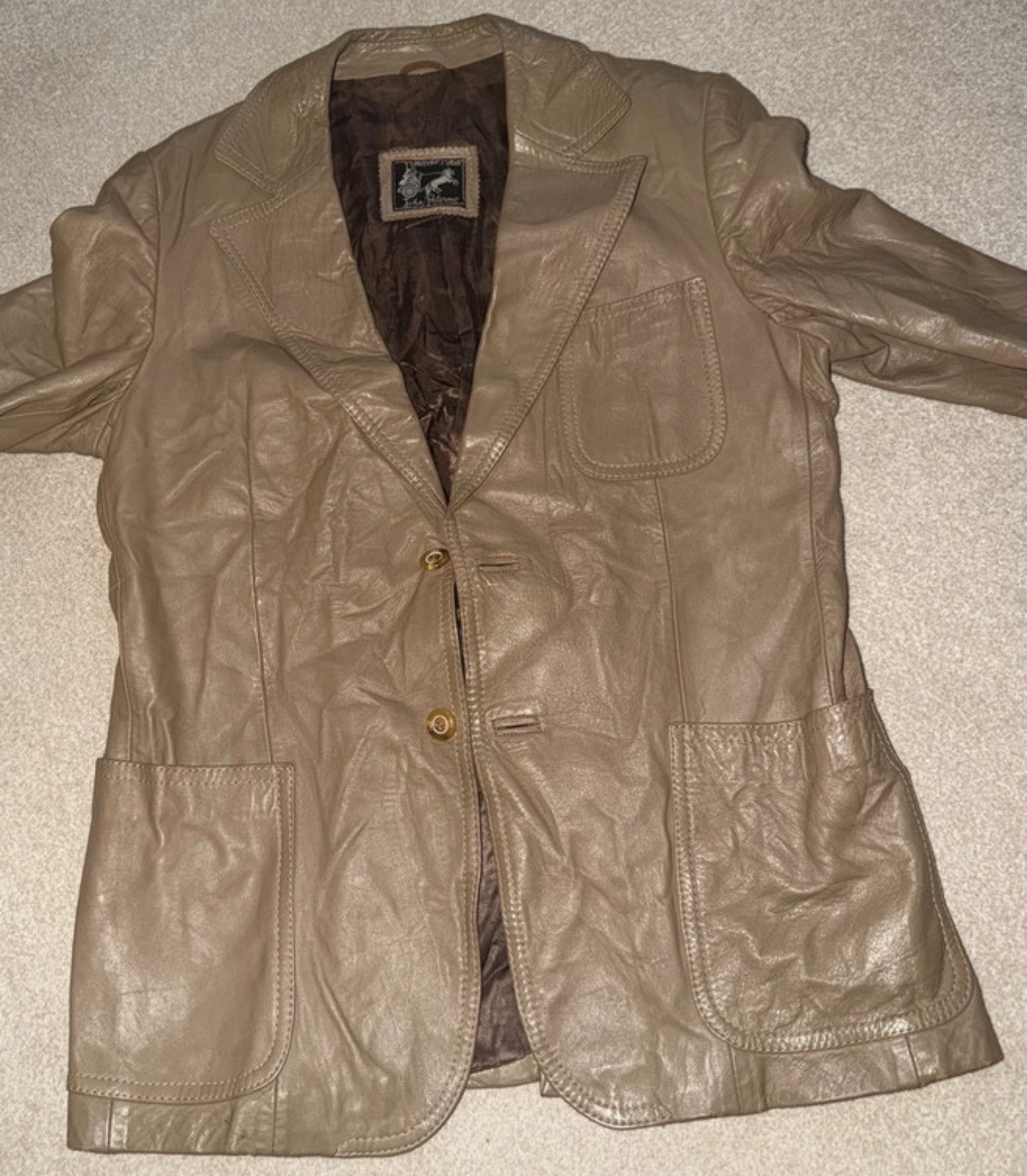 Other Beige leather jacket blazer sports coat Size US M / EU 48-50 / 2 - 1 Thumbnail