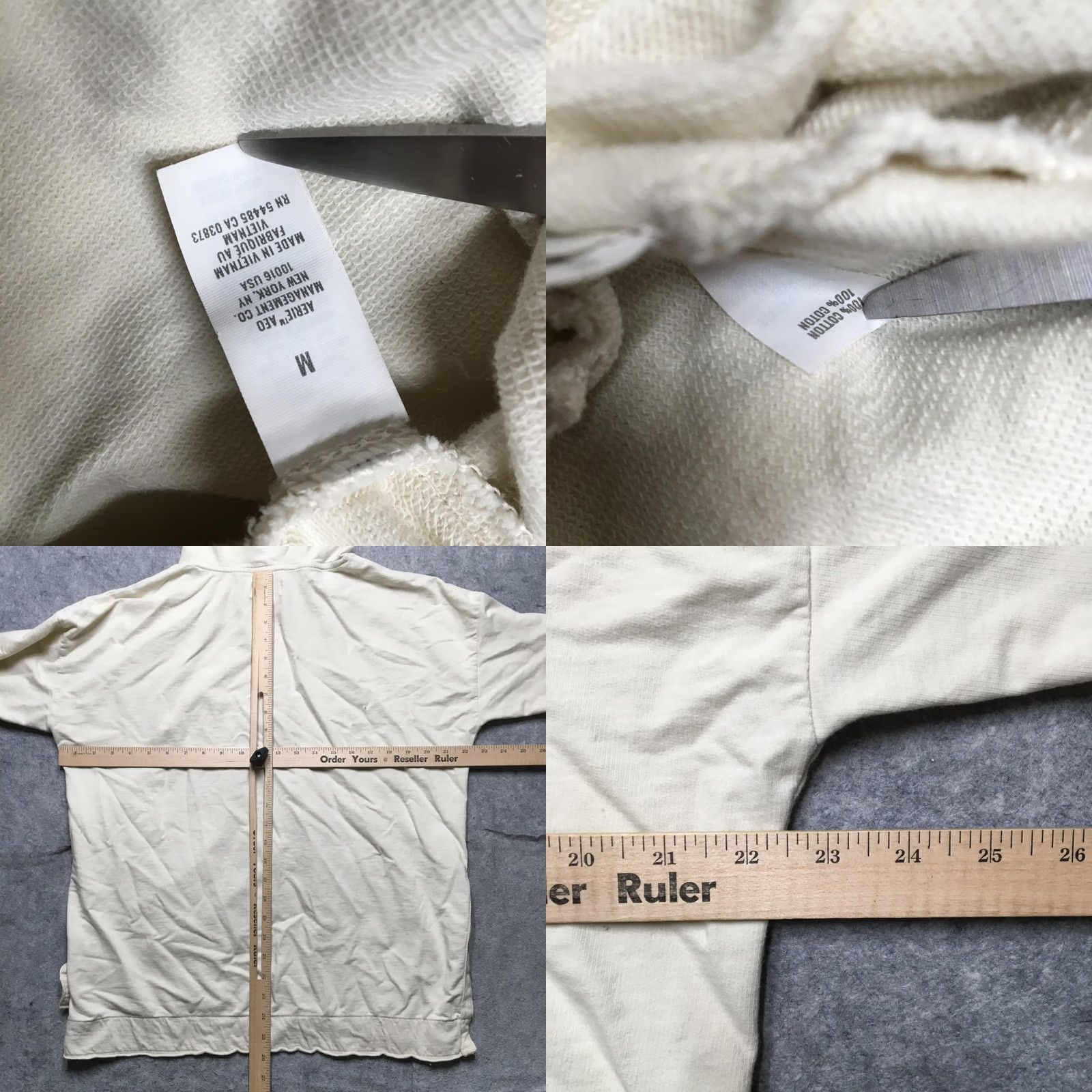 Vintage Aerie Hoodie Womens Medium White Cotton Knit Side Slit Long Sleeve Pullover Size M / US 6-8 / IT 42-44 - 8 Thumbnail