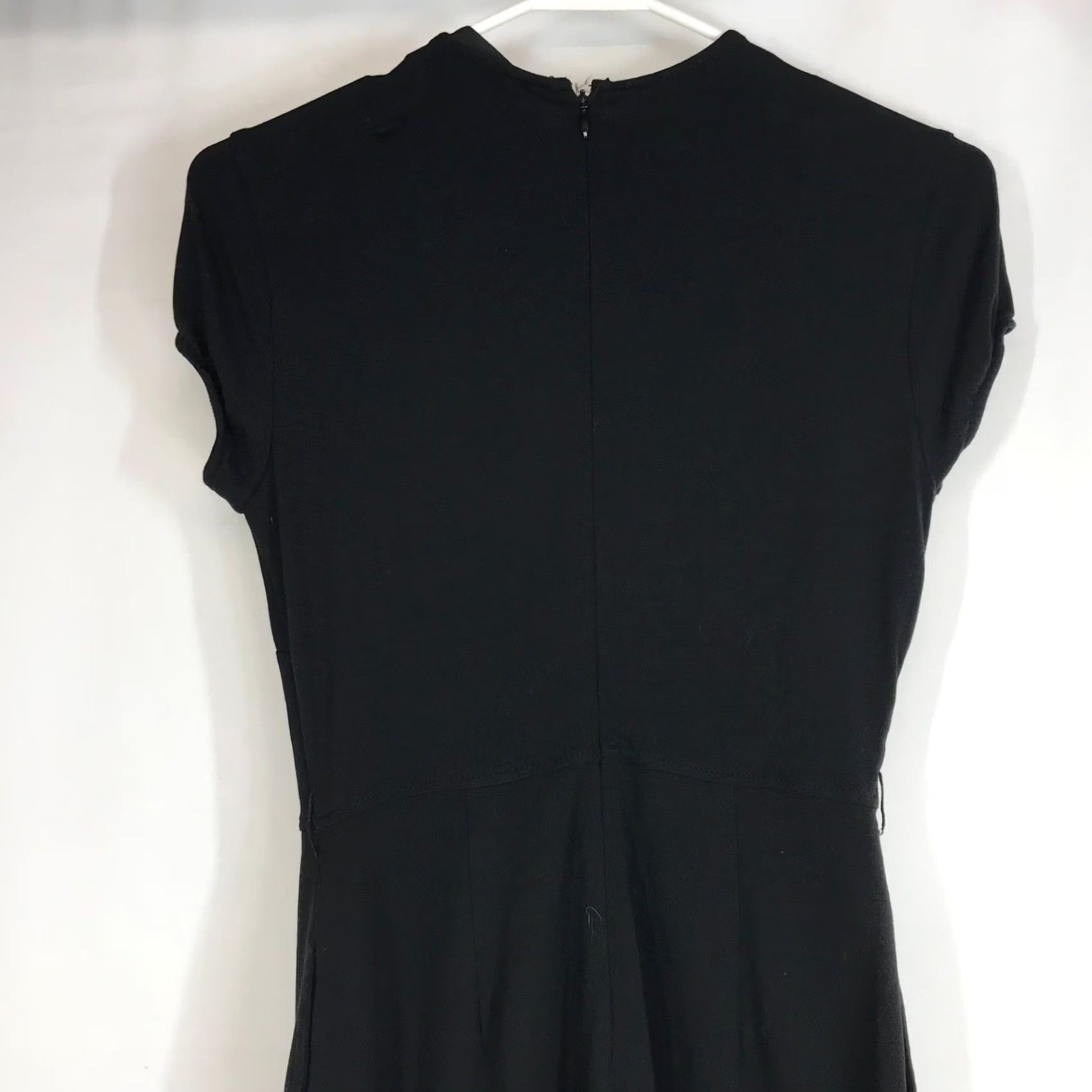 Vintage eShakti Black Draped Mock Neck Cap Sleeve Wide Leg Jumpsuit Size 4 Women's One-Piece Party/Cocktail Workwear Casual Elegant Size 27" / US 4 / IT 40 - 5 Thumbnail