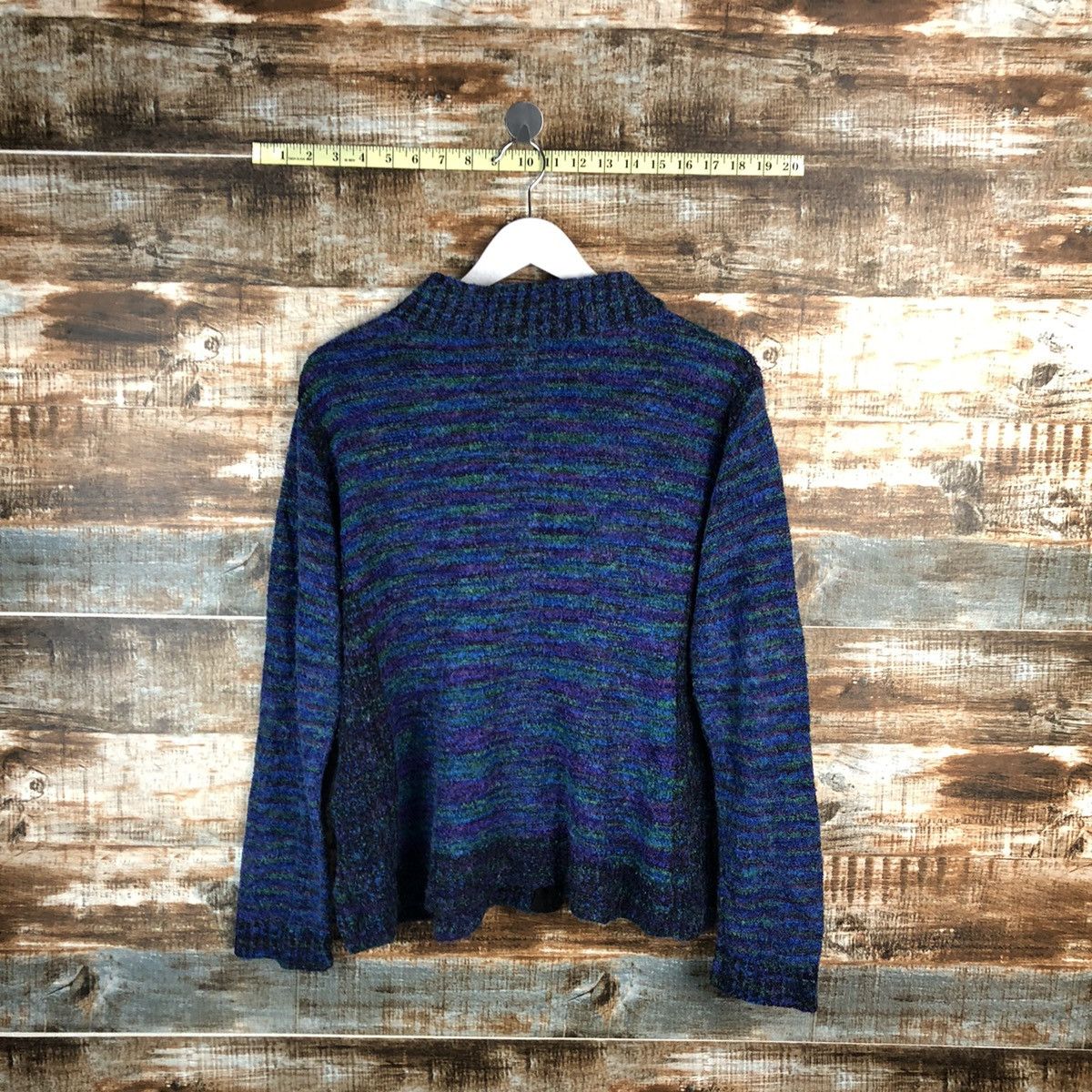Japanese Brand Cheek Blue Patterned Cardigan knitwear #A1538 Size M / US 6-8 / IT 42-44 - 13 Thumbnail
