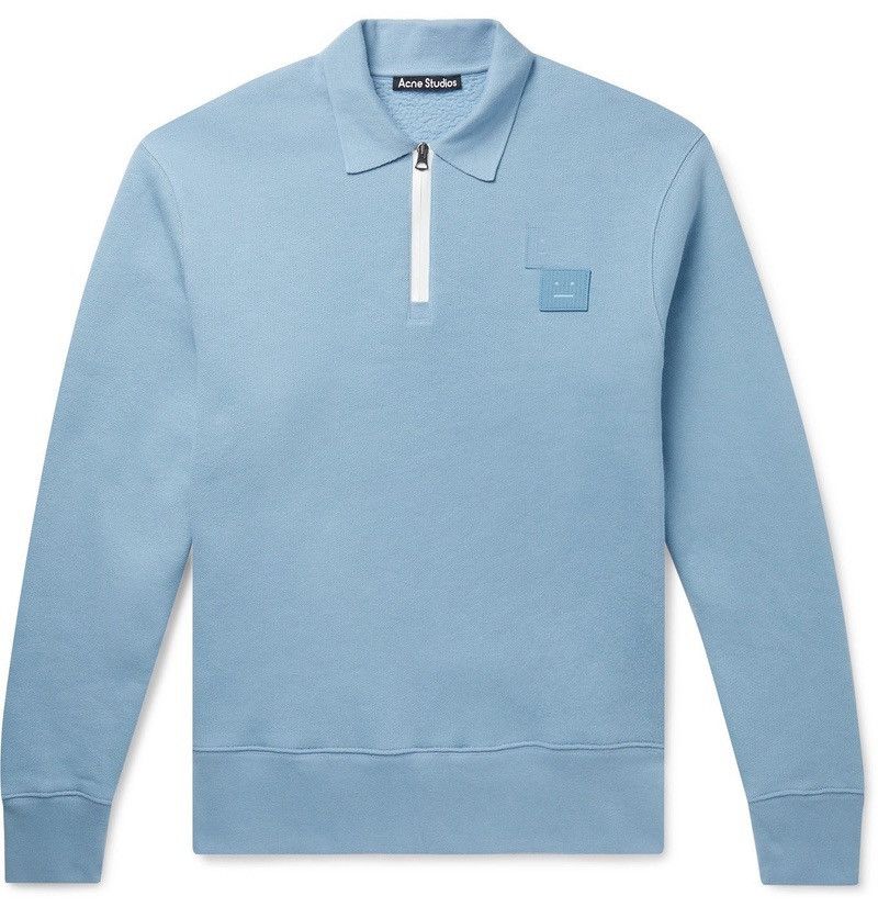Acne Studios Acne Studios Mineral Blue Face Logo Half-Zip Sweater Size US S / EU 44-46 / 1 - 1 Thumbnail