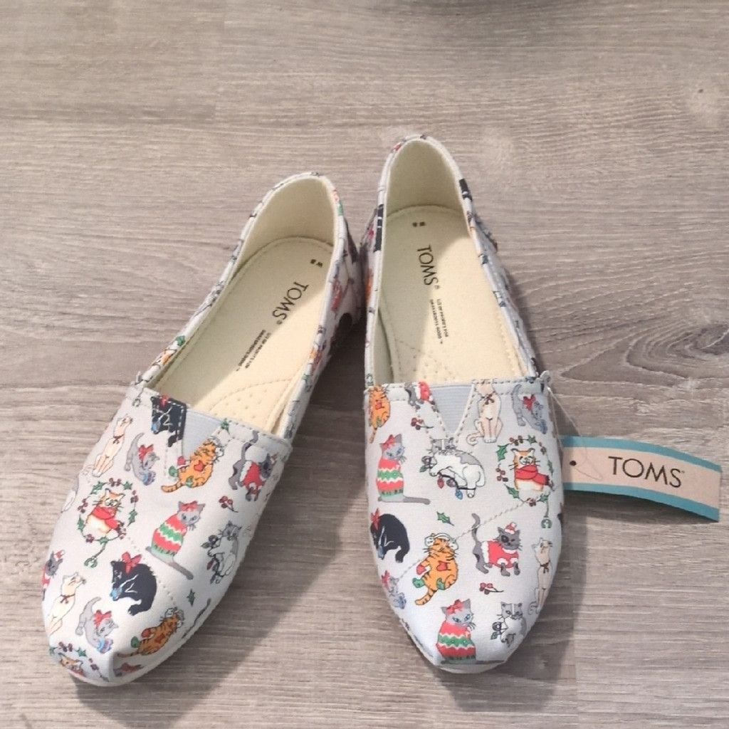 Toms Toms Belmont Light Grey Holiday Cats Slip On Shoes Size 8 Size US 8 / IT 38 - 1 Thumbnail