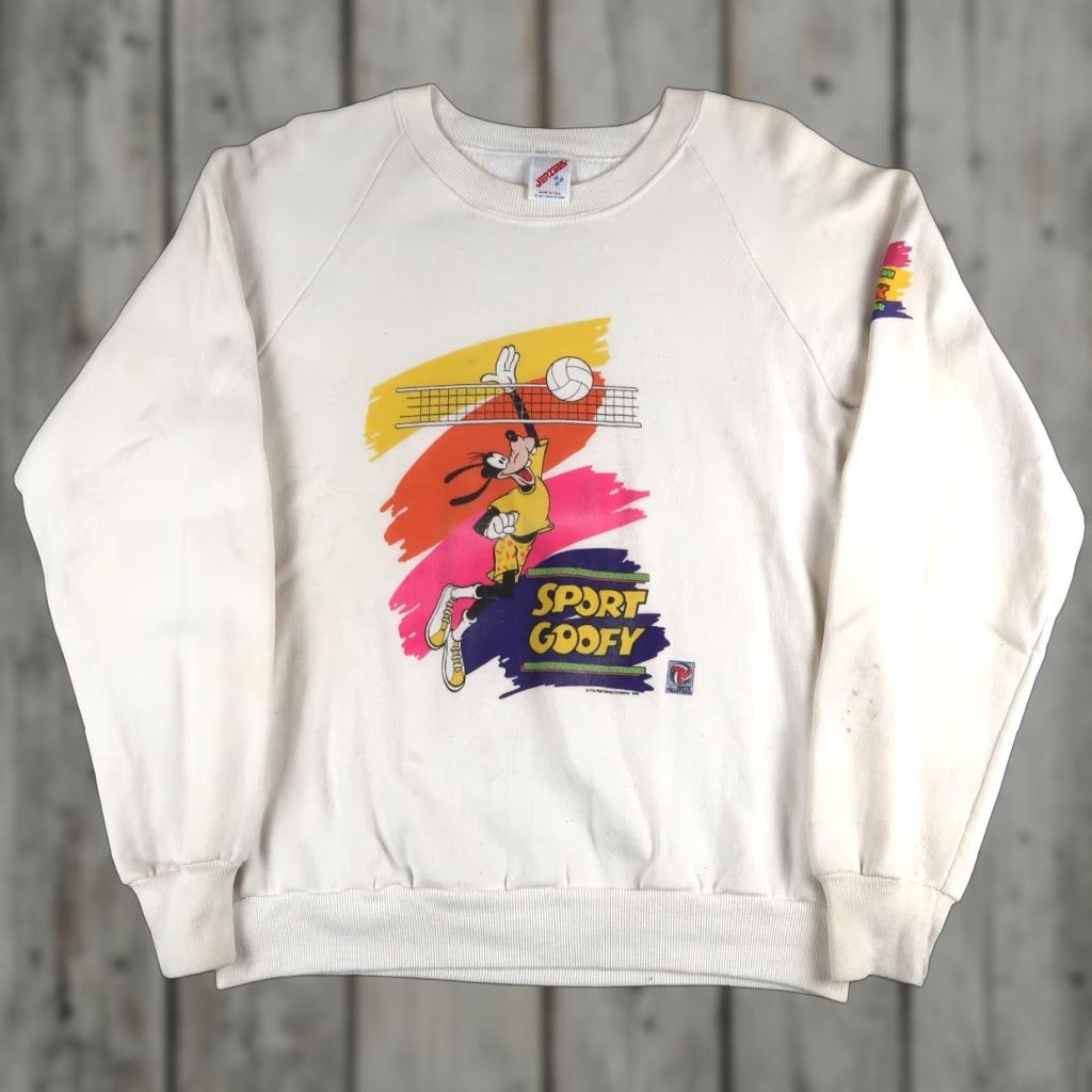 Jerzees VINTAGE Disney Goofy Twix Sweatshirt Mens M White 80s Graphic Print Crew Neck Pullover USA Made Jerzees Size US M / EU 48-50 / 2 - 1 Thumbnail