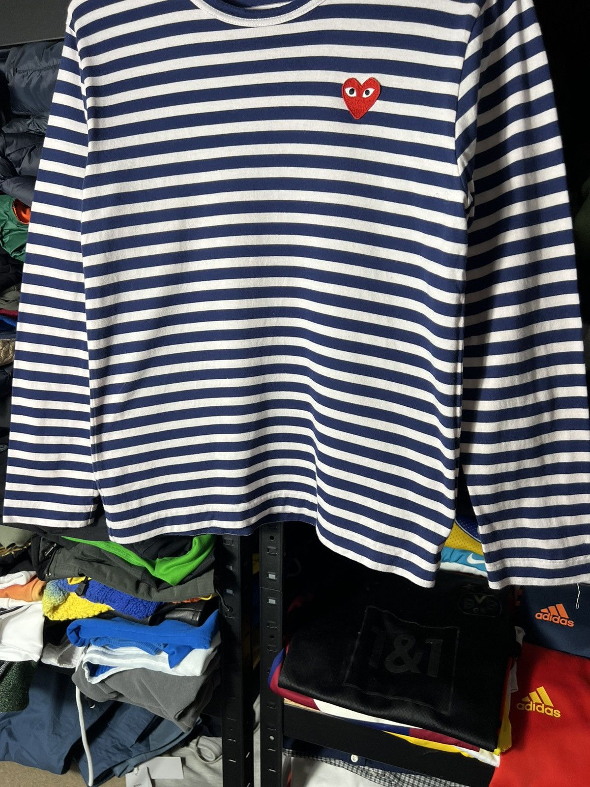 Comme des Garcons PLAY Comme des Garçons PLAY Stripe Long Sleeve T‑Shirt Navy White Size US M / EU 48-50 / 2 - 3 Thumbnail