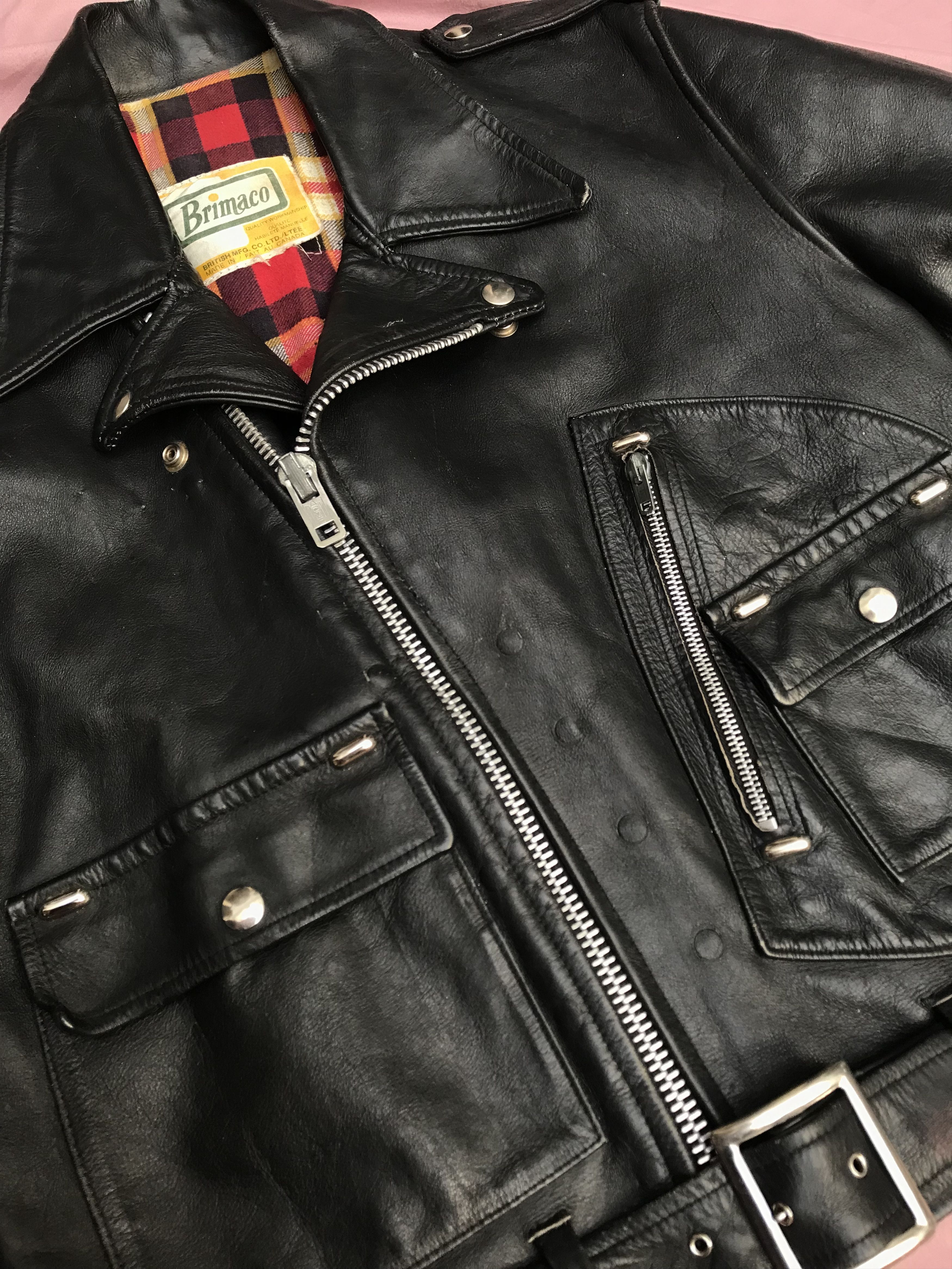 Other BRIMACO ANTIQUE 60s LEATHER PERFECTO JACKET Size US S / EU 44-46 / 1 - 6 Thumbnail