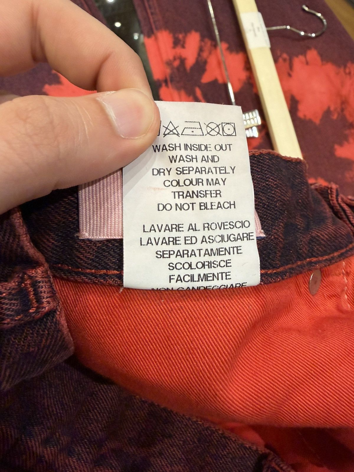 Off-White Off-White Tie Dyed Red Denim Jeans Size US 31 - 5 Thumbnail