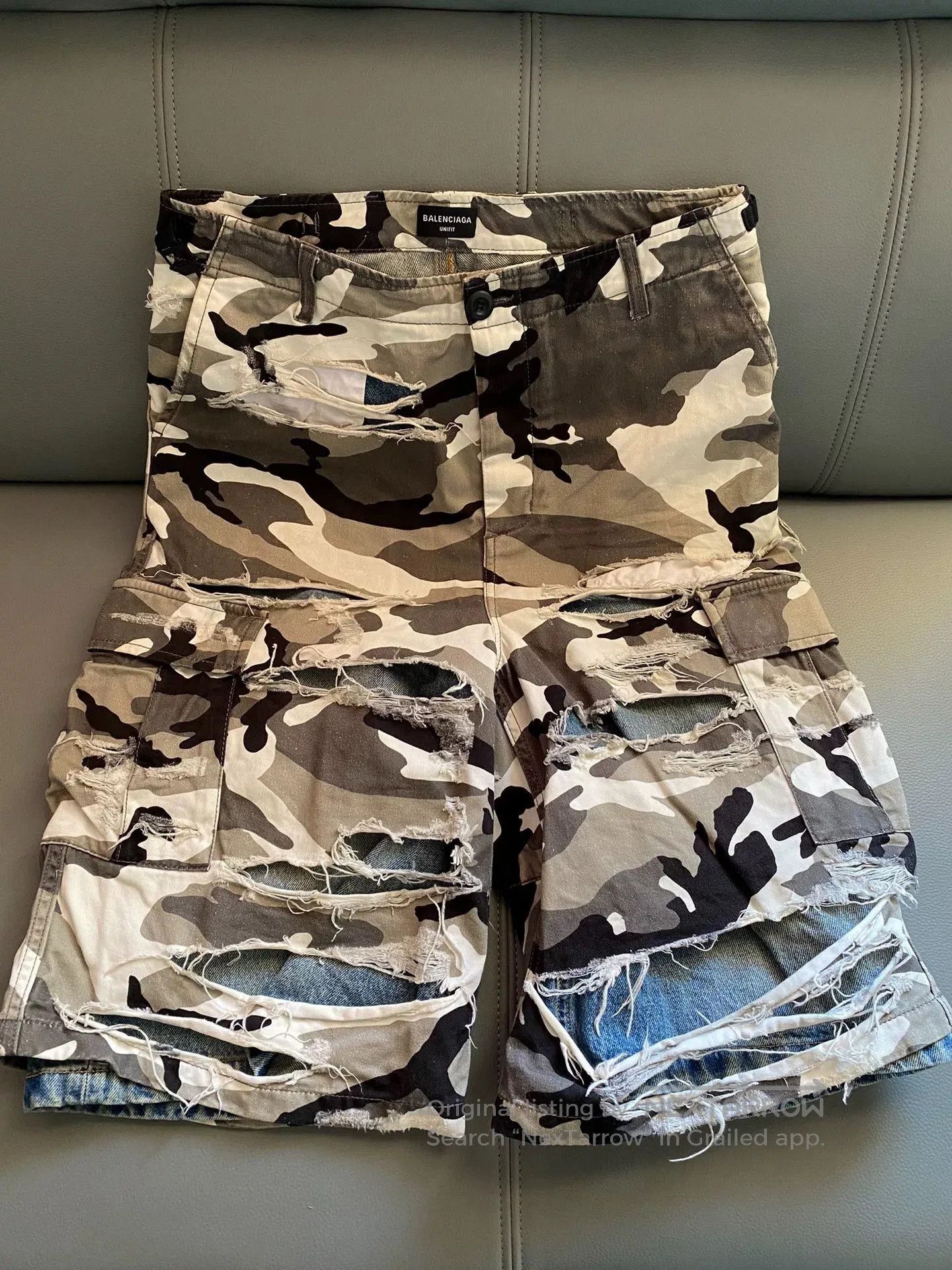 balenciaga camouflage layered shorts size xs.