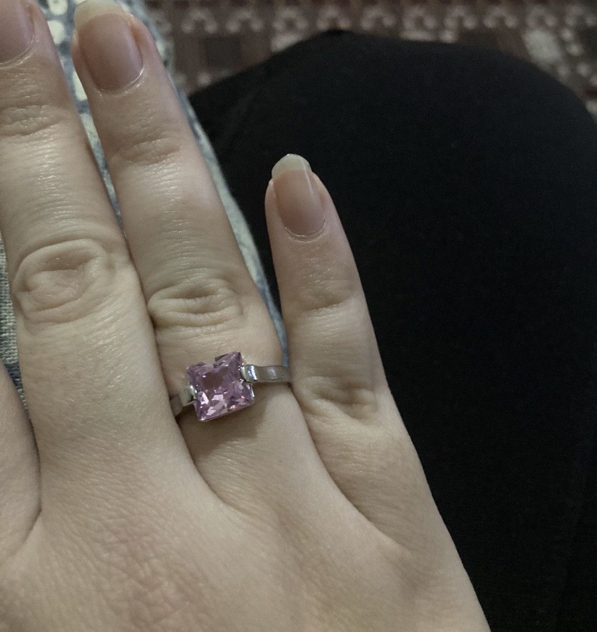Other Silver plated pink jewelled ring Size ONE SIZE - 2 Thumbnail