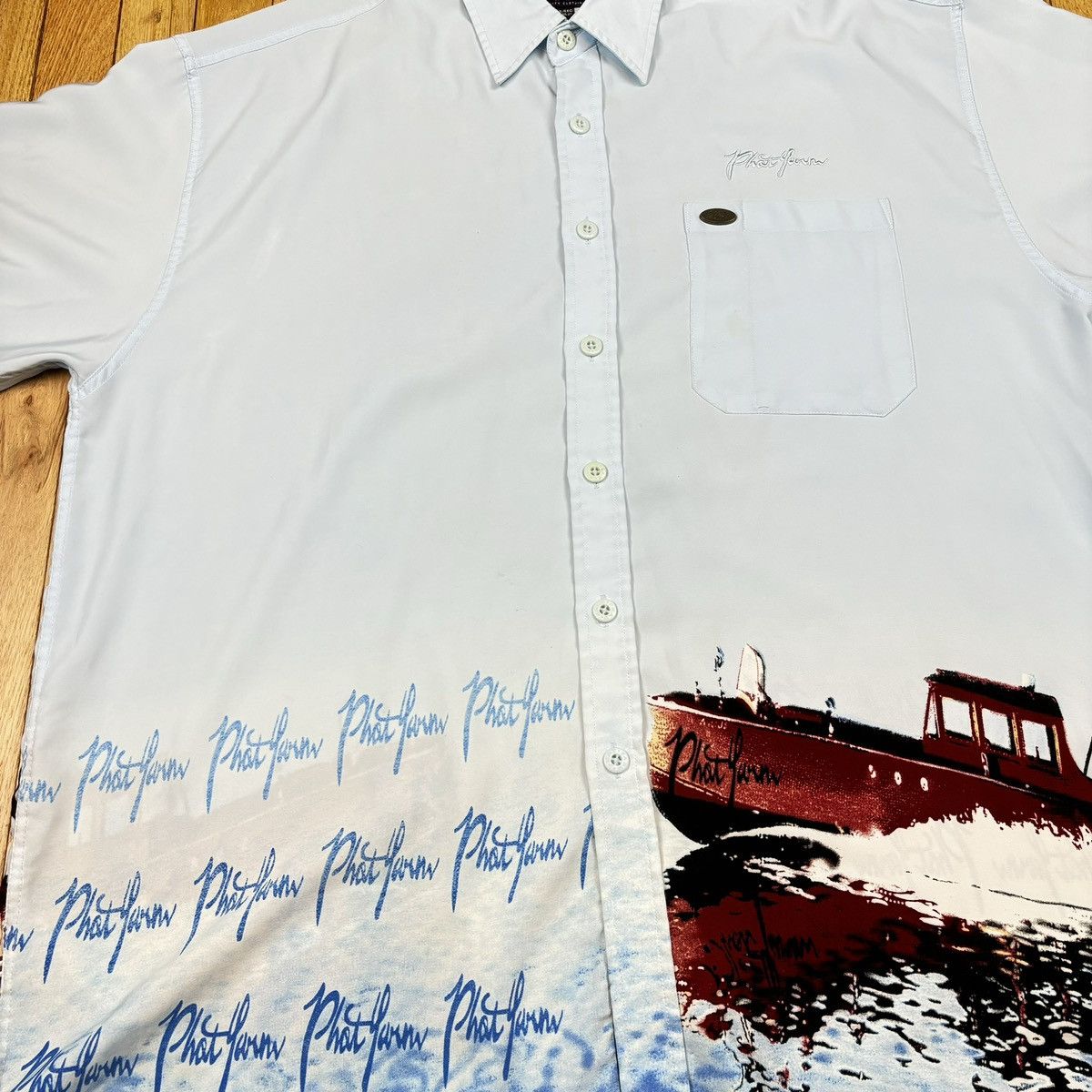 Vintage VTG Phat Farm Shirt SS Big Logo Wrap Around Graphics Sz 2XL Size US XXL / EU 58 / 5 - 3 Thumbnail
