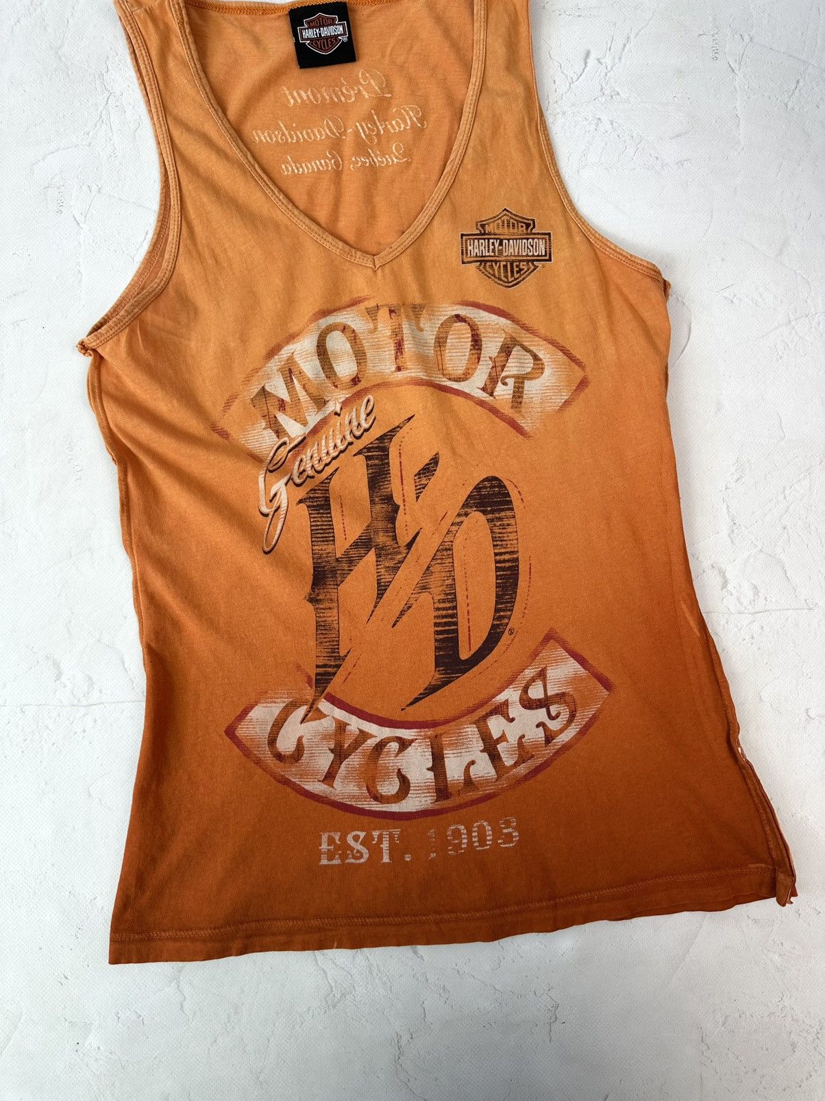 Other Vintage Harley Davidson Orange Washed Printed Top Size S / US 4 / IT 40 - 3 Thumbnail