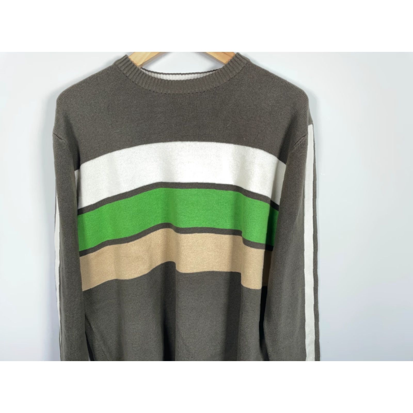 Vintage VINTAGE Y2K Striped Pattern Sweater Men’s Large Brown Green Acrylic Knit Japan Made Size US L / EU 52-54 / 3 - 4 Thumbnail