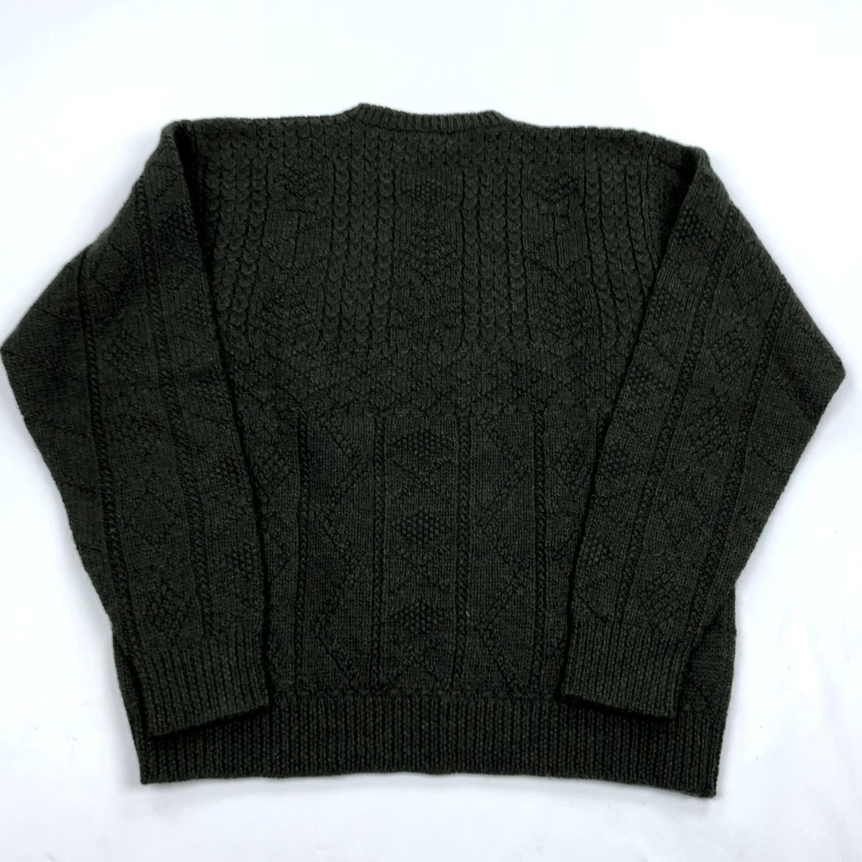 J.Crew VINTAGE J.CREW Men XL Green Cable Knit Wool Crew Neck Sweater Oarsman Size US XL / EU 56 / 4 - 6 Thumbnail