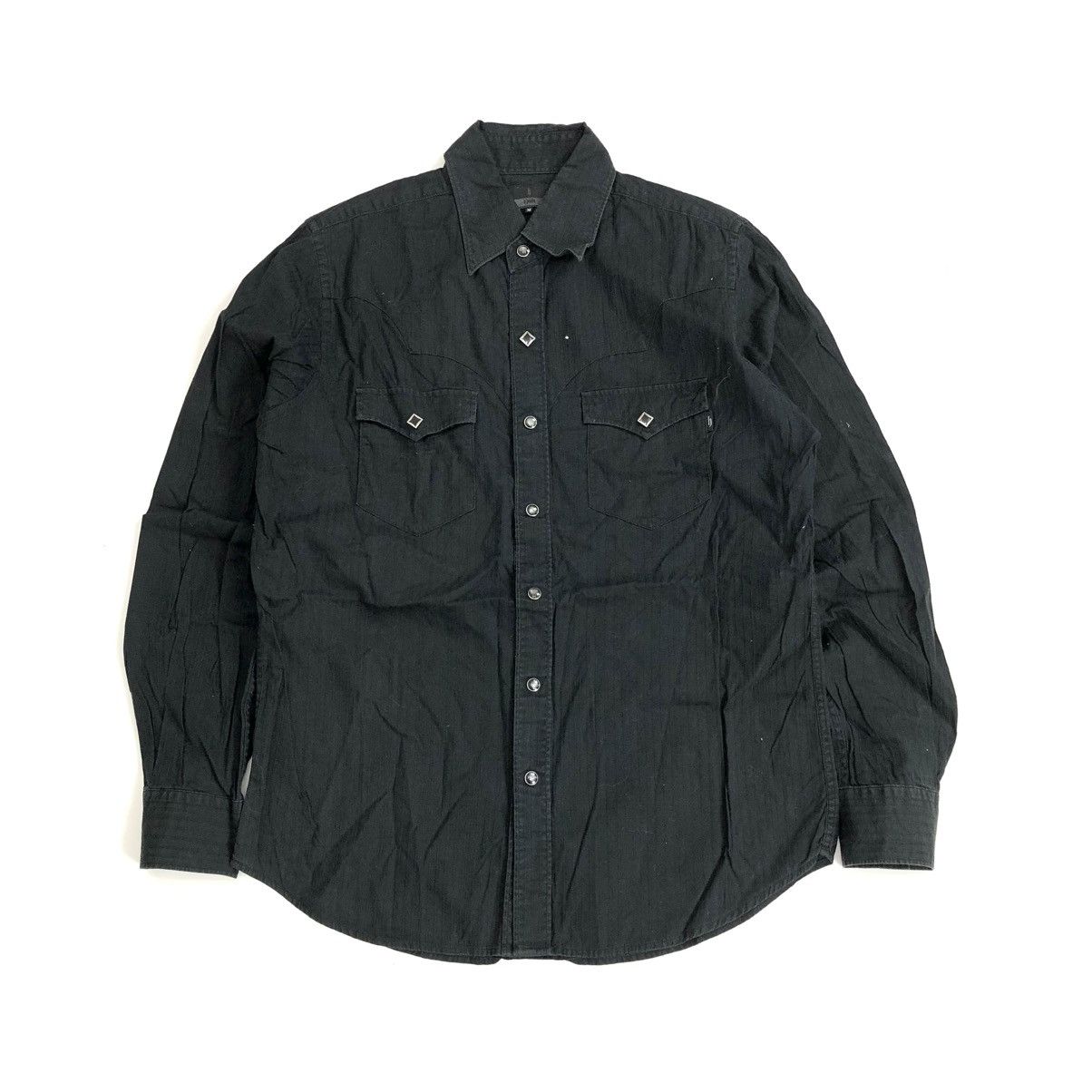 Japanese Brand × Vintage Vintage DjHonda Double Pocket Black Western Shirt Size US M / EU 48-50 / 2 - 1 Thumbnail