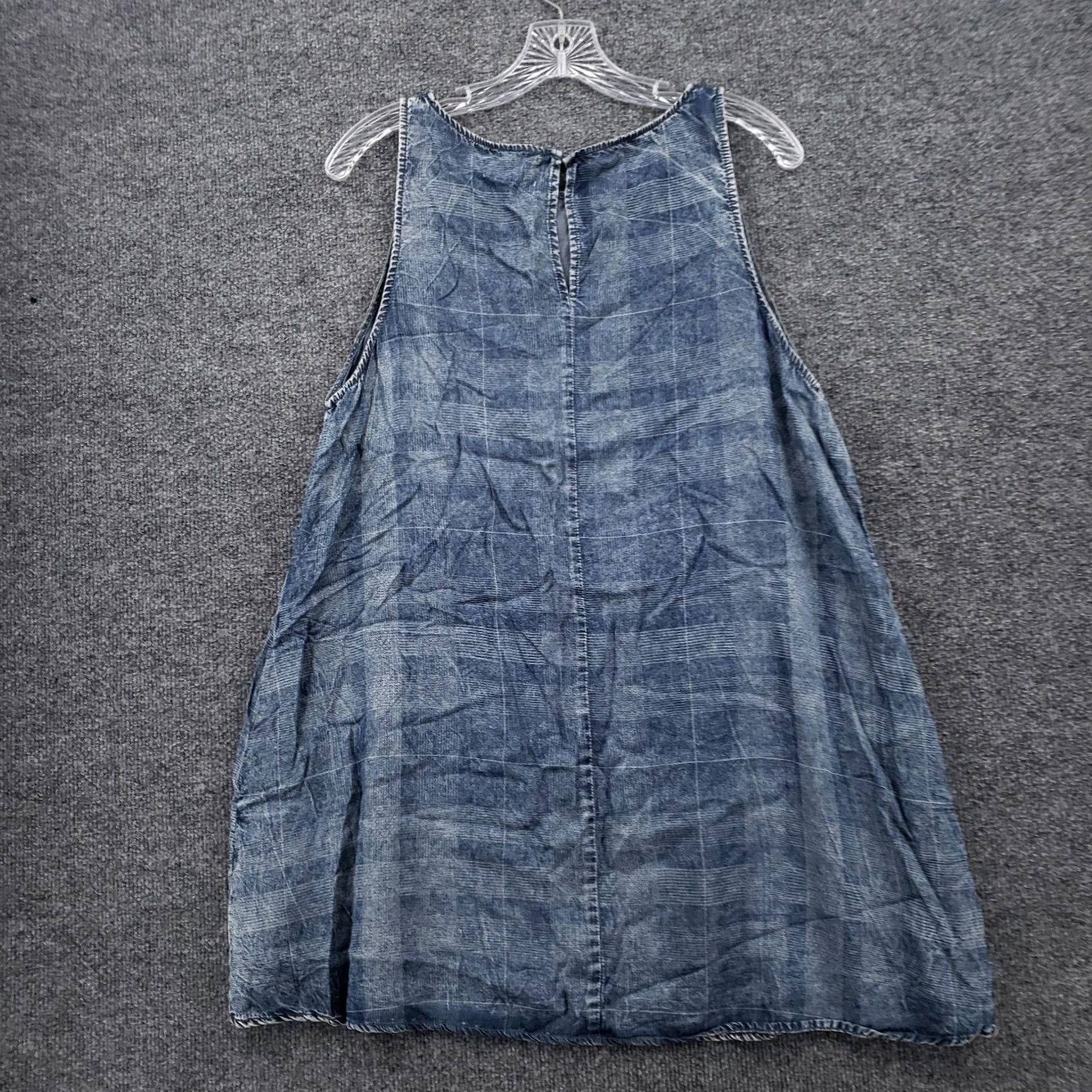 Vintage Mustard Seed Plaid Sleeveless Mini Dress Womens Large Blue Plaid Casual Pockets Size L / US 10 / IT 46 - 2 Thumbnail
