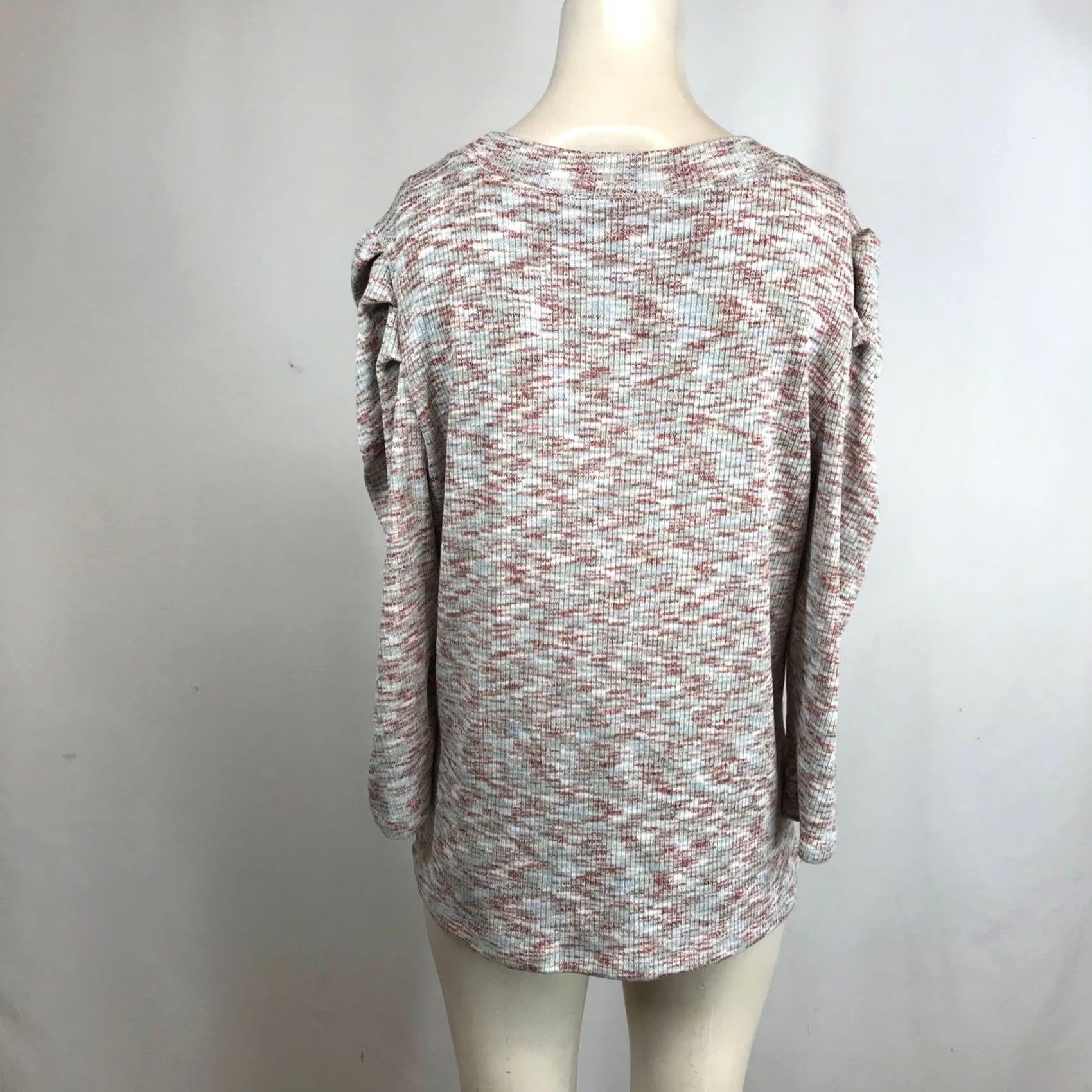 Vintage Studio B by Bobeau Women's Puff Sleeve Marled Knit Sweater XL Pullover Red Crew Neck Casual Shirt/Top Size XL / US 12-14 / IT 48-50 - 5 Thumbnail