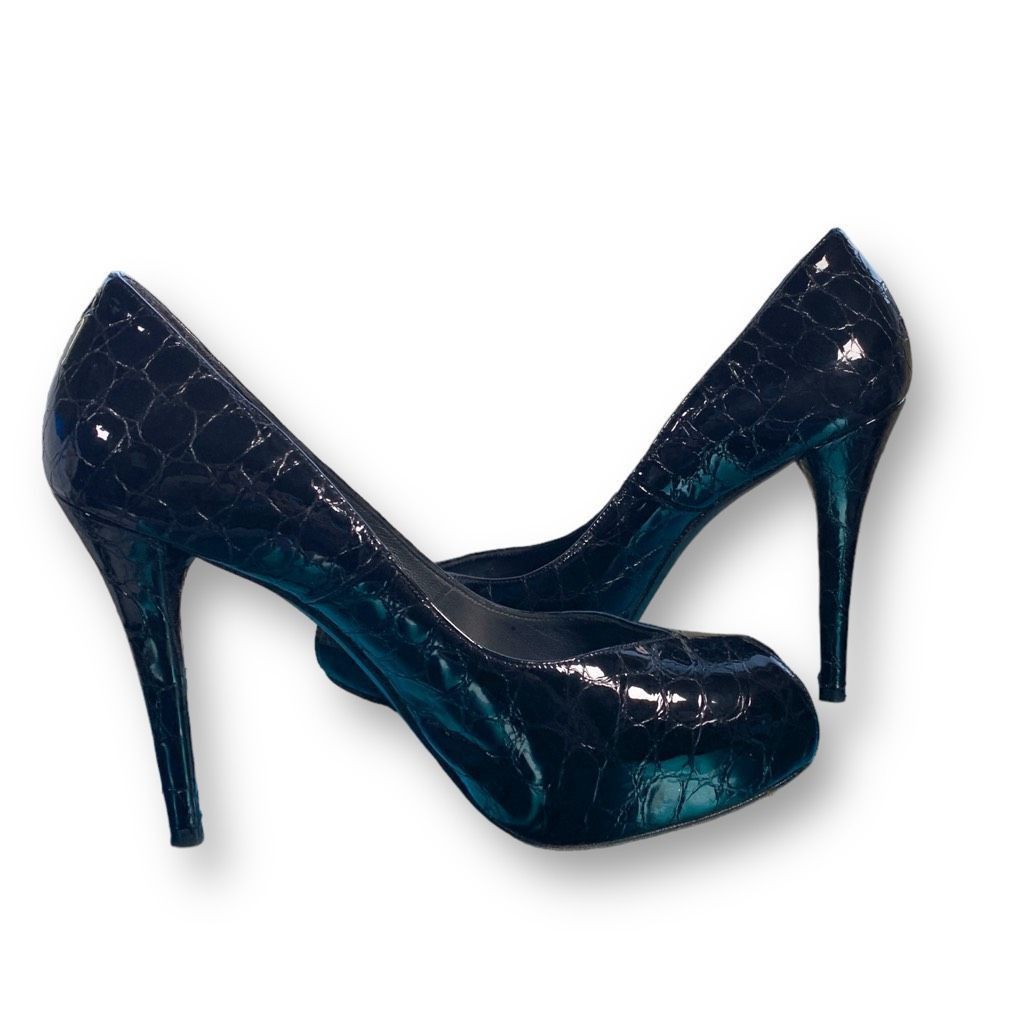 Stuart Weitzman Stuart Weitzman Platform Heels Black Patent Leather Snakeski Size US 9 / IT 39 - 5 Thumbnail