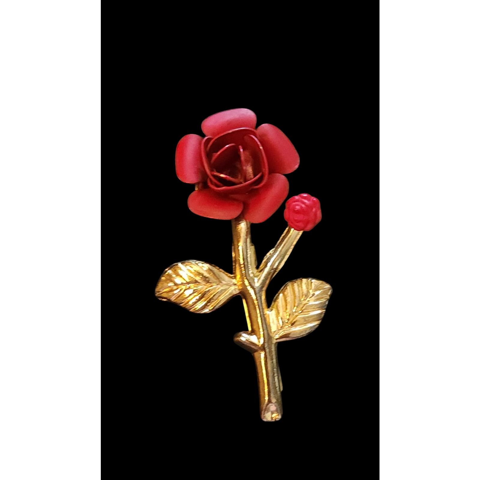 Other Red rose with gold tone stem and leaves brooch from 1960s Size ONE SIZE - 1 Thumbnail