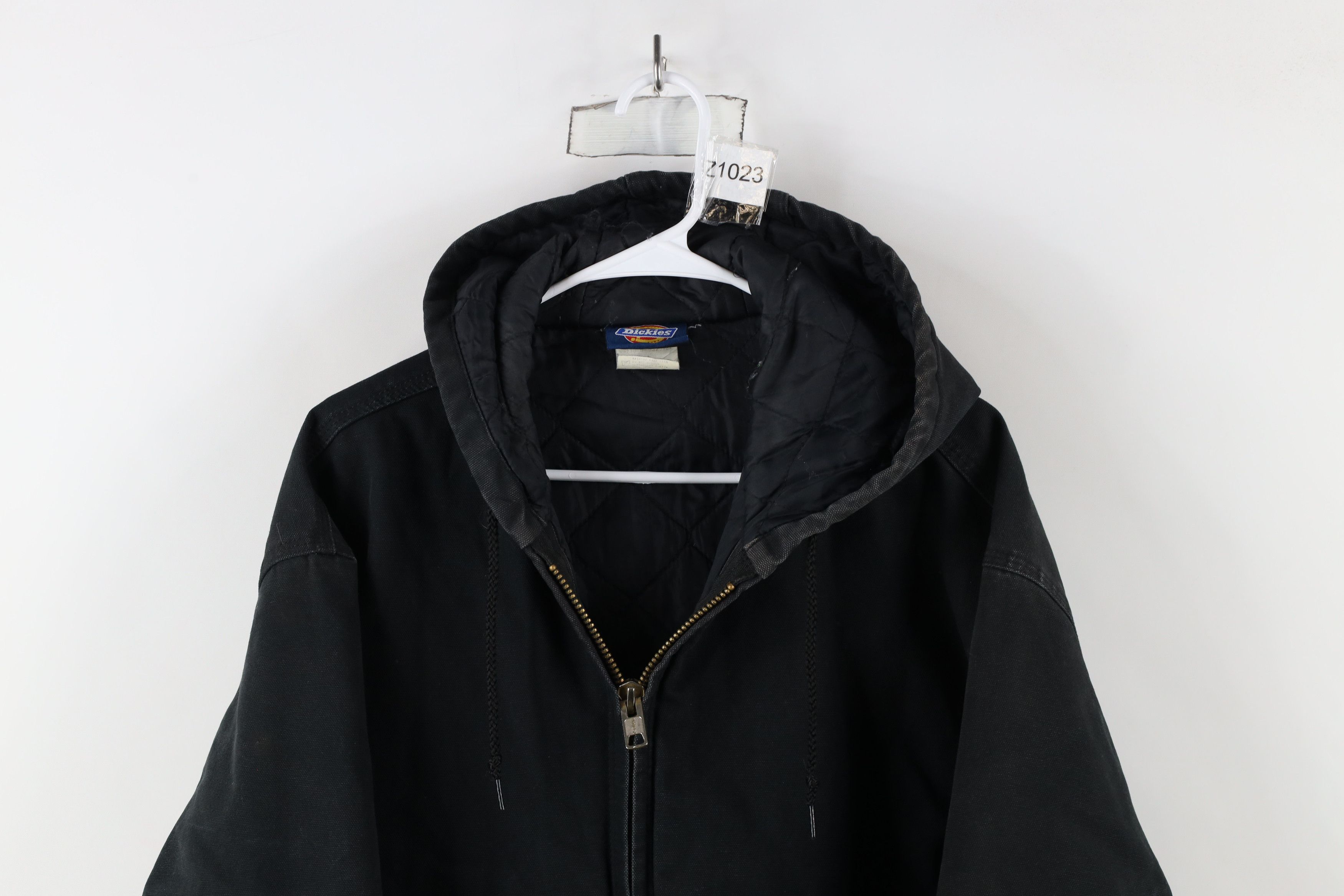 Dickies × Vintage Vintage 90s Dickies Out Quilted Canvas Hooded Jacket Black Size US XL / EU 56 / 4 - 2 Thumbnail