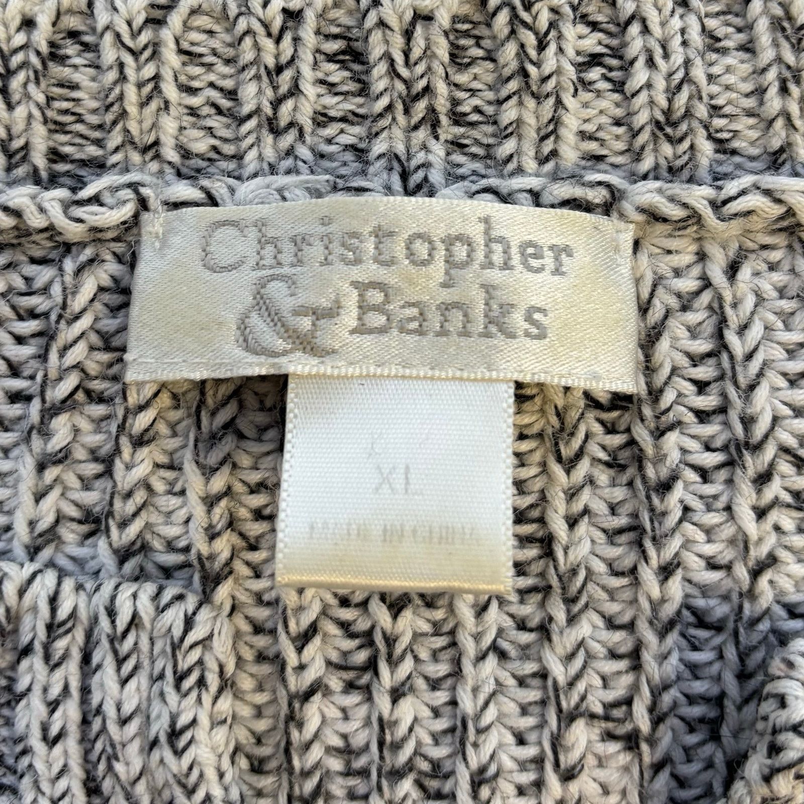 Other Christopher & Banks Gray Marled Henley Sweater XL Size XL / US 12-14 / IT 48-50 - 3 Thumbnail