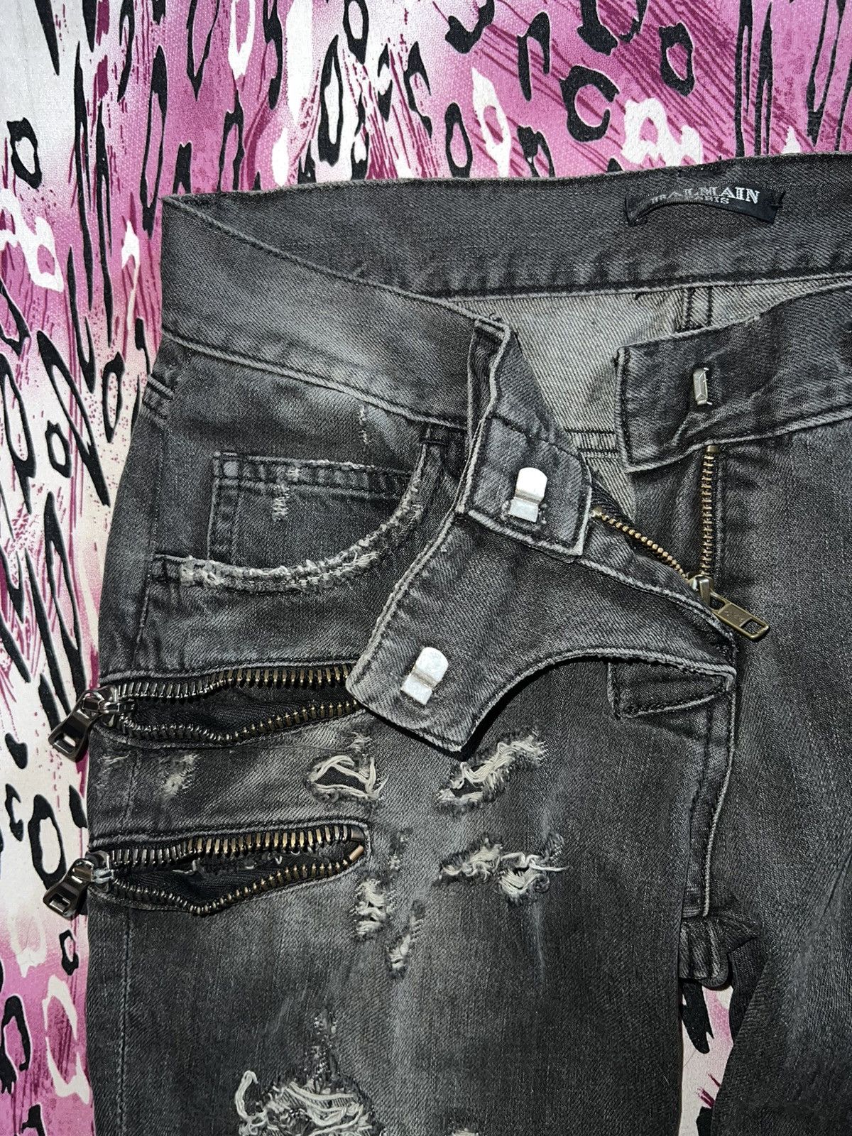 Balmain Rare Balmain by Christophe Decarnin distressed biker denim ➕ Size 26" / US 2 / IT 38 - 19 Thumbnail