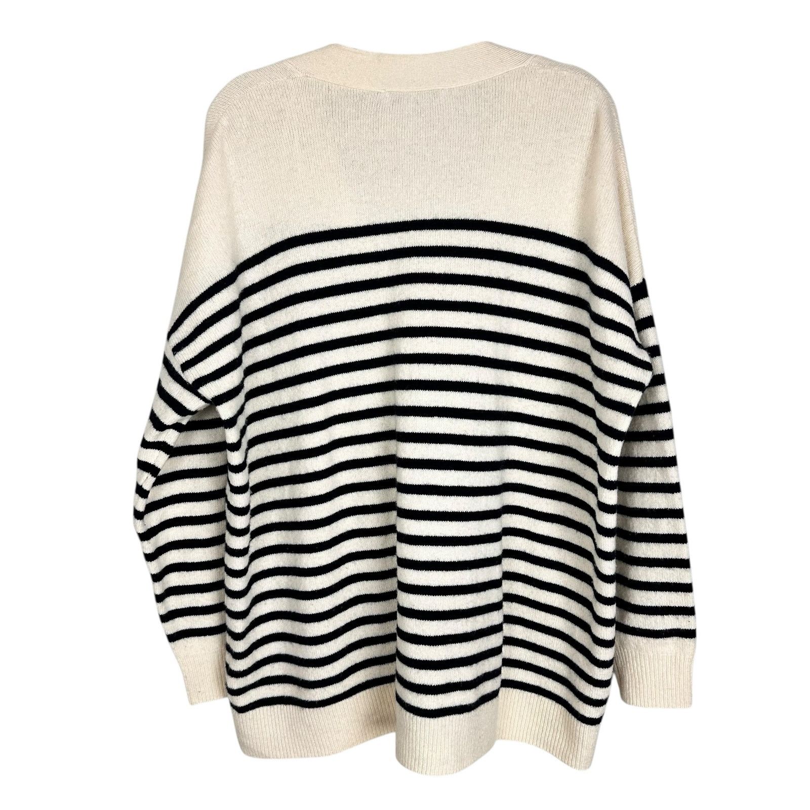Zara Zara Black Ecru Striped Oversized Wool V-neck Cardigan Sz M Size M / US 6-8 / IT 42-44 - 7 Thumbnail