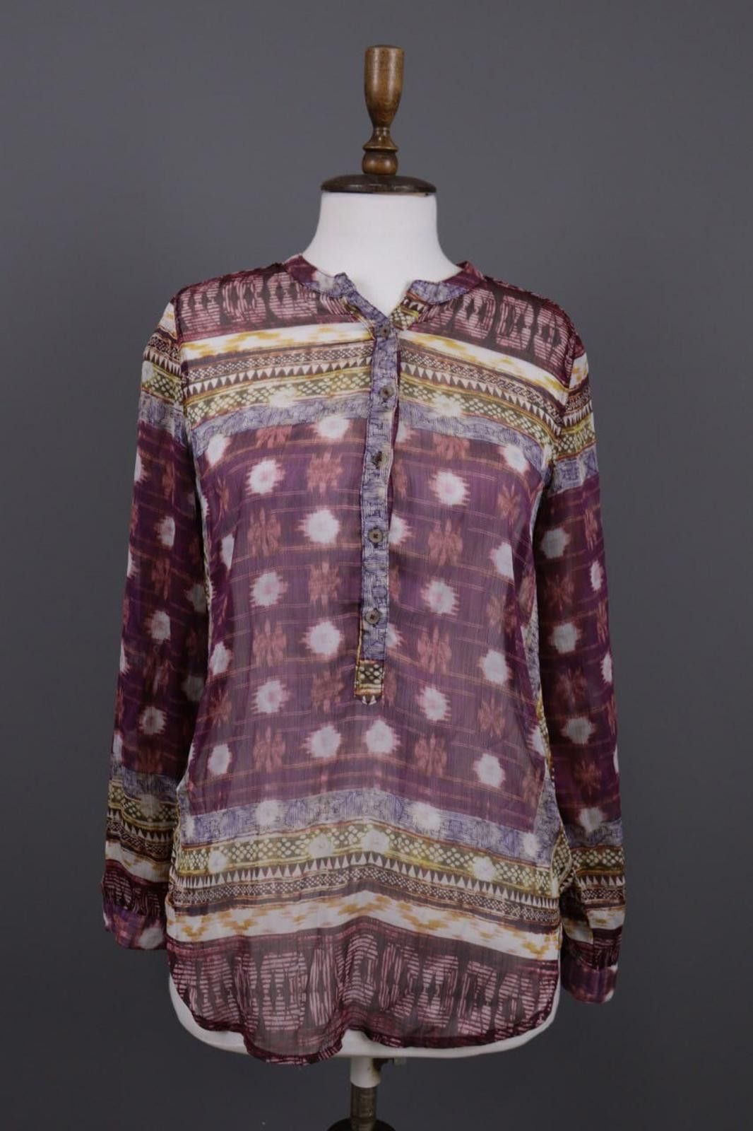 Designer Emily Van Den Bergh Burgundy Aztec Blouse Shirt Size 40 Size M / US 6-8 / IT 42-44 - 1 Thumbnail