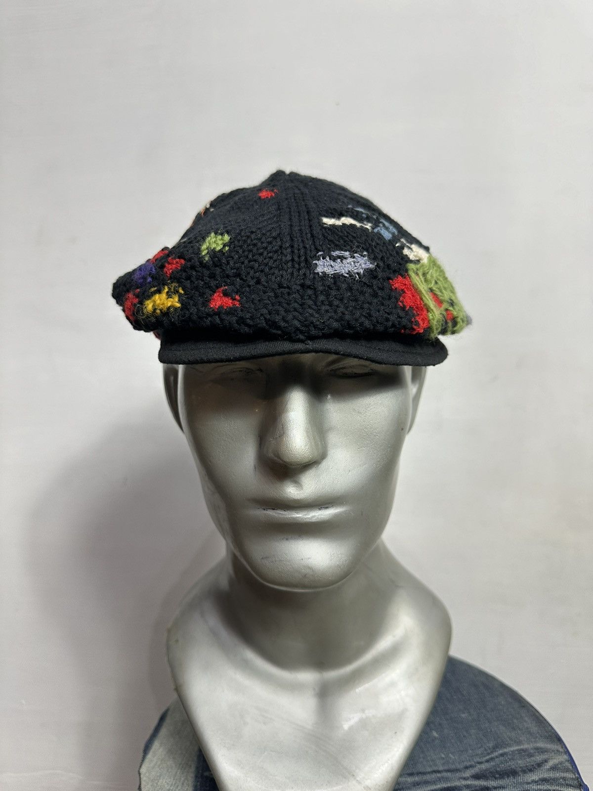 Handmade Custom Nice Design Multicolored Art Knitted Newsboy Hats Size ONE SIZE - 3 Thumbnail