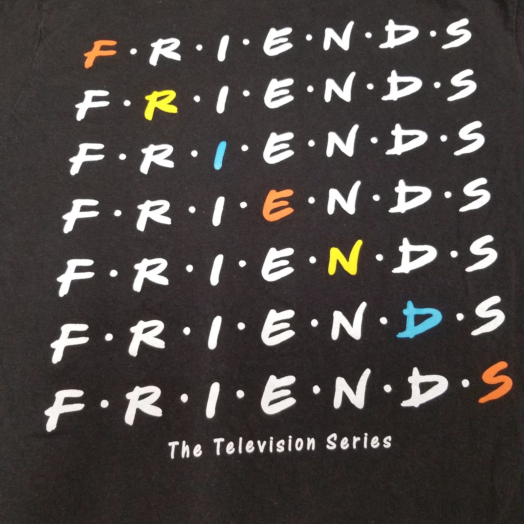 Vintage Friends TEE Women Medium 38/40 Black Short Sleeve Crewneck 90s Logo Casual Shirt Mens Girls Size 32" / US 10 / IT 46 - 2 Thumbnail