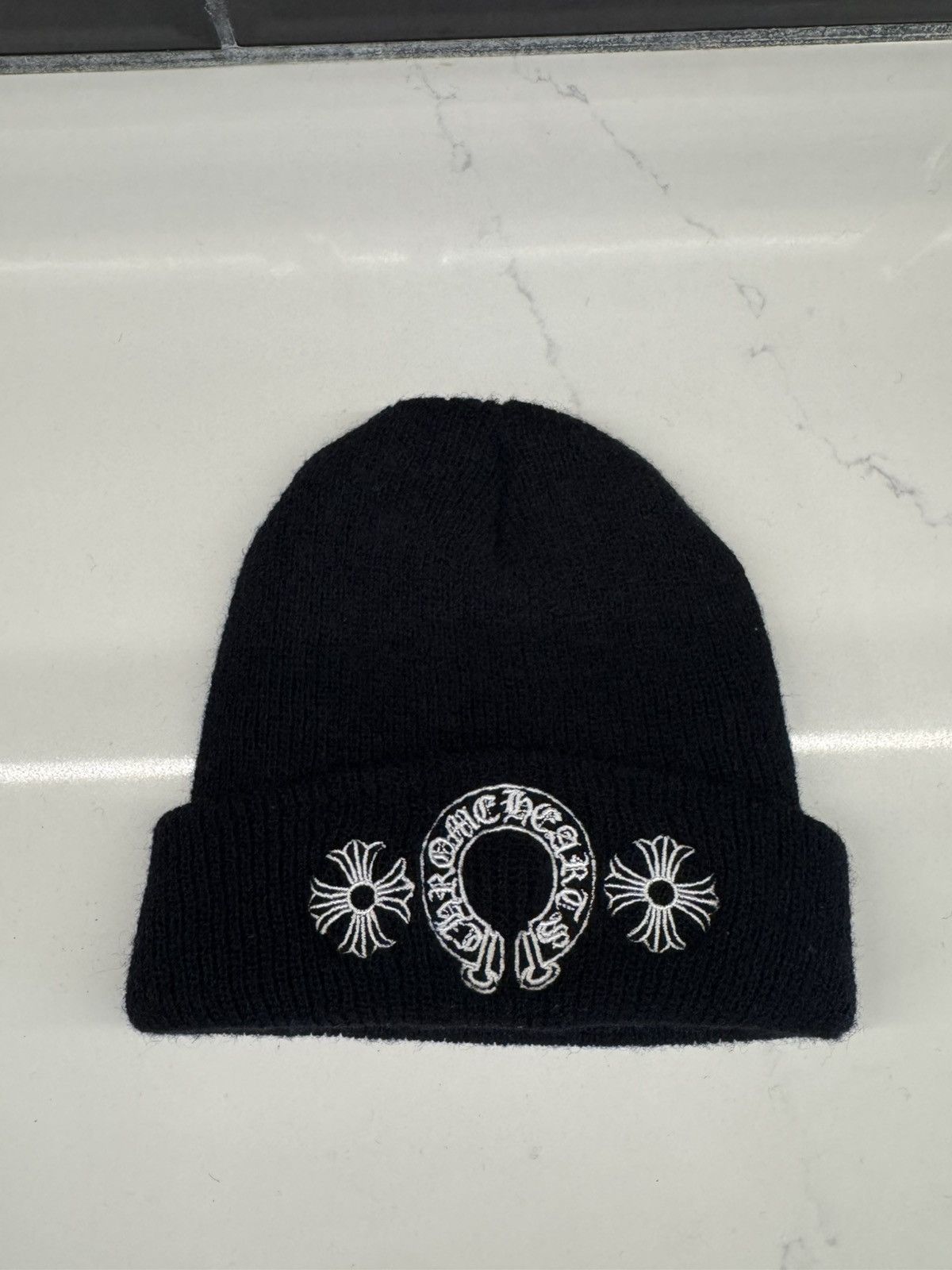 Chrome Hearts Chrome Hearts Horseshoe Embroidered Wool Beanie – Black Size ONE SIZE - 12 Thumbnail