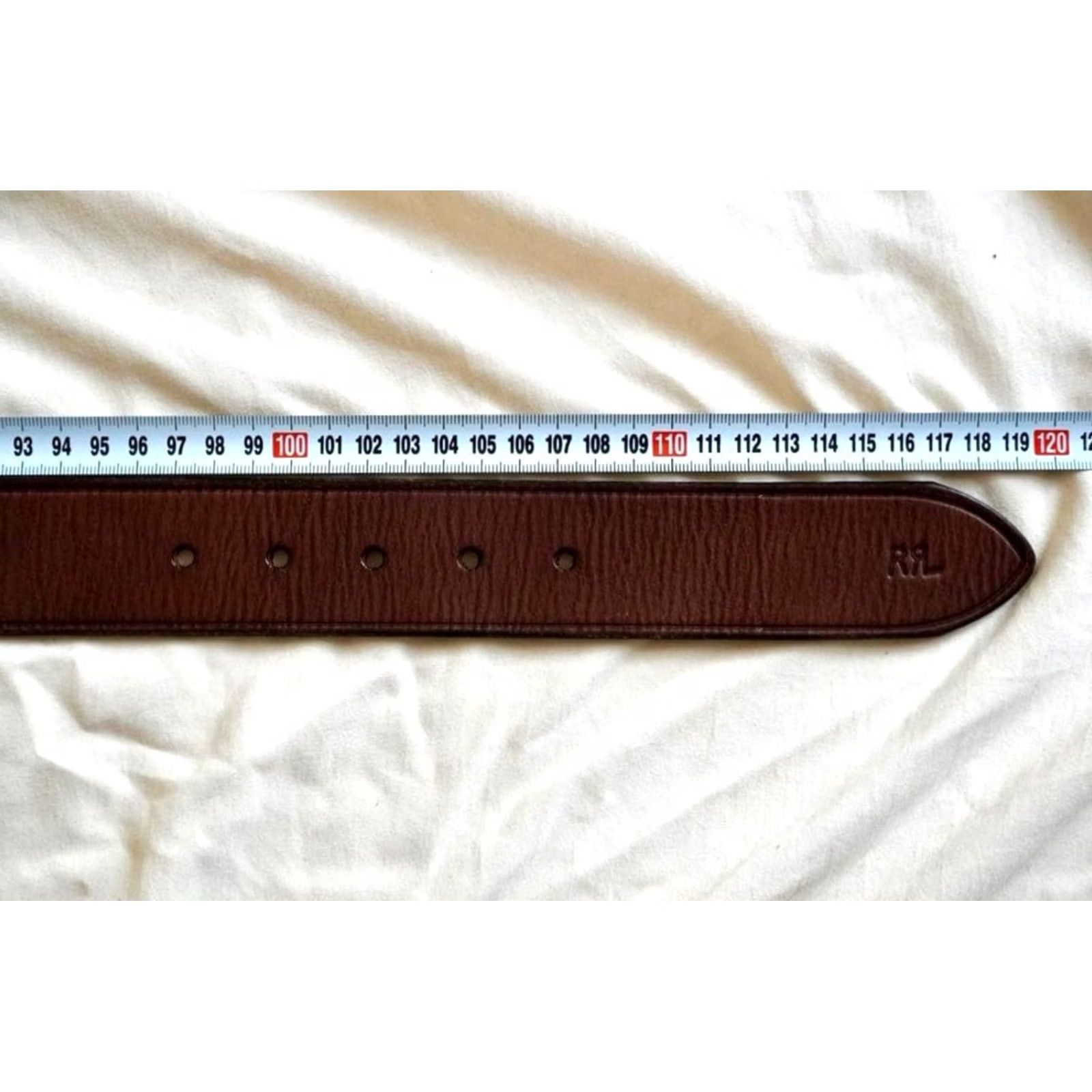 Ralph Lauren RRL RALPH LAUREN LEATHER BELT SIZE 40 BROWN THUNDERBIRD EMBOSSED USED MEN Size 40 - 7 Thumbnail