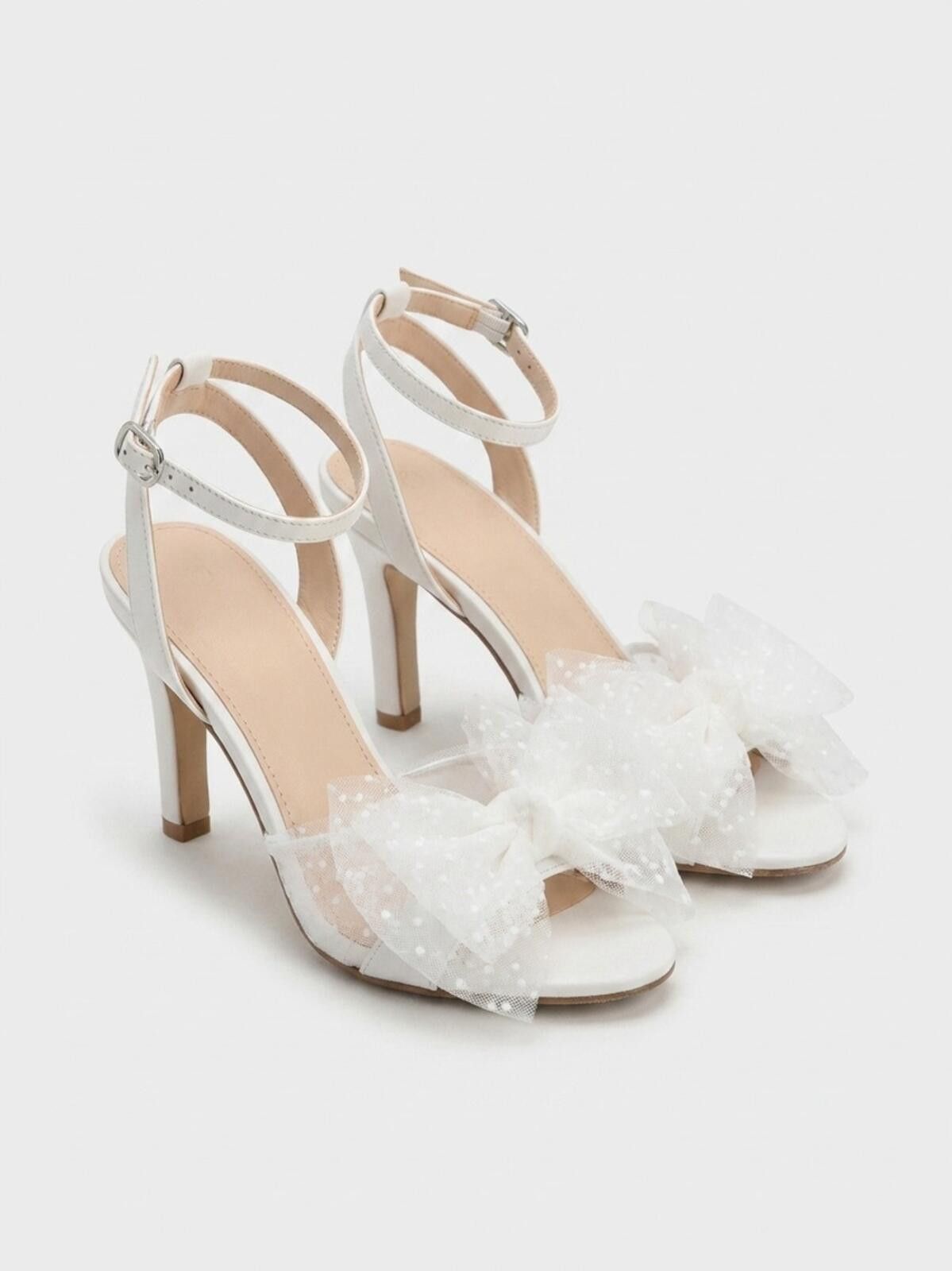 Other White Ankle-Strap Heels with Polka-Dot Tulle Bow Size US 9 / IT 39 - 1 Thumbnail