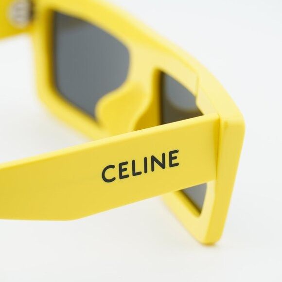 Celine Celine CL40214U 39A Sunglasses Yellow Rectangle Frame, Grey Size ONE SIZE - 6 Thumbnail