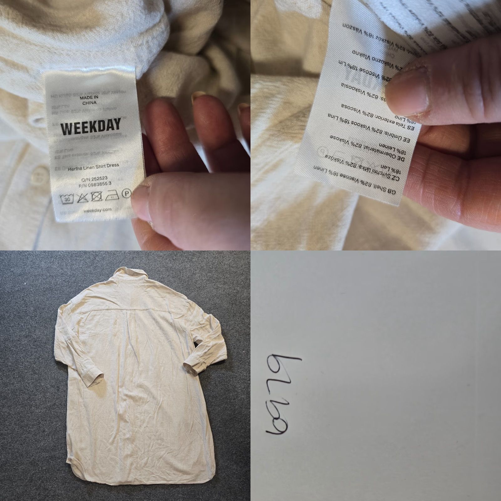 Weekday Weekday Shirt Dress Women M Beige Linen Button Up Casual Capsule Short Sleeve? Size M / US 6-8 / IT 42-44 - 8 Thumbnail