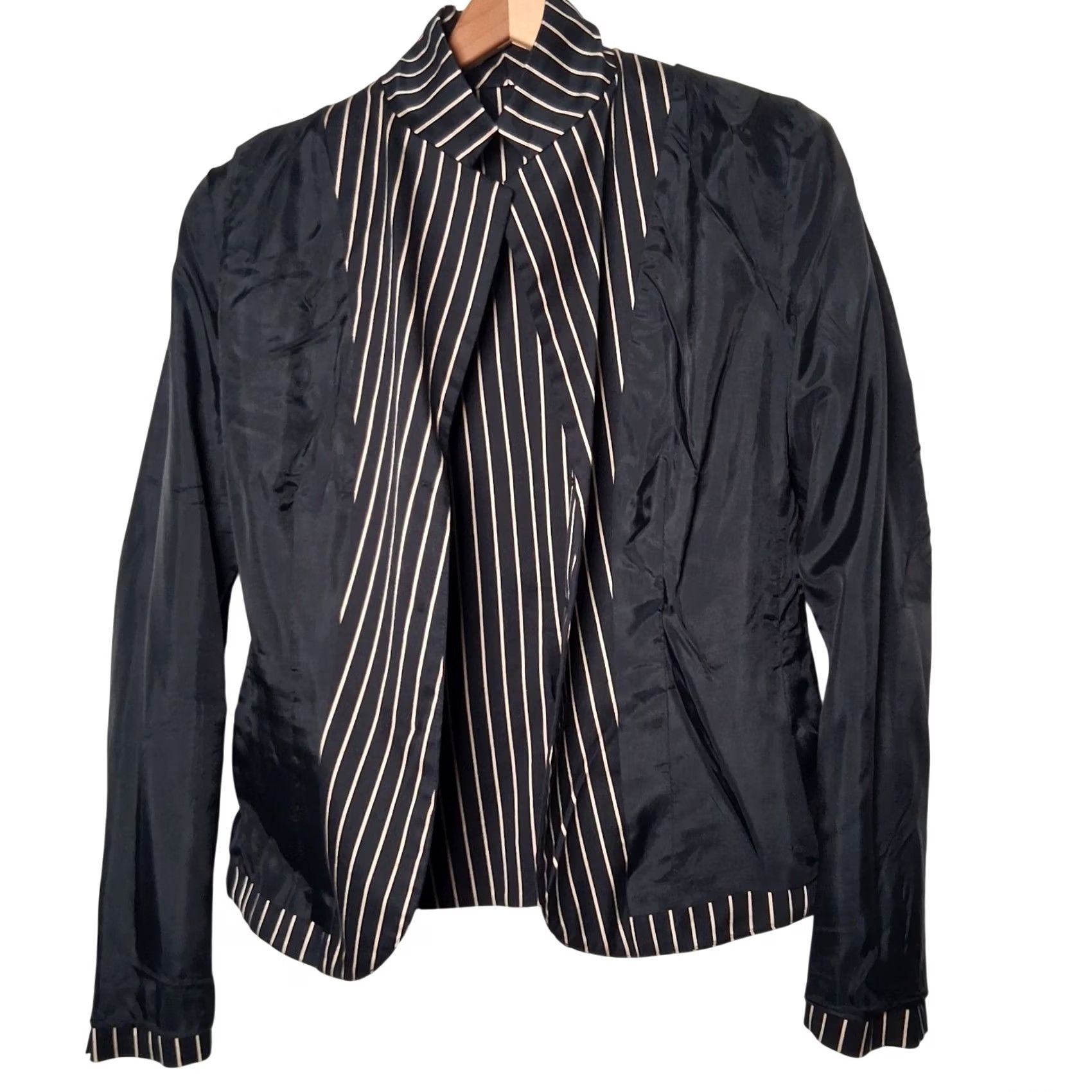 Ralph Lauren VINTAGE Lauren Ralph Lauren Blazer Women 4 Black Tan Striped Classic Preppy Cotton Silk Blazer Women 4 Black Tan Striped Size S / US 4 / IT 40 - 5 Thumbnail
